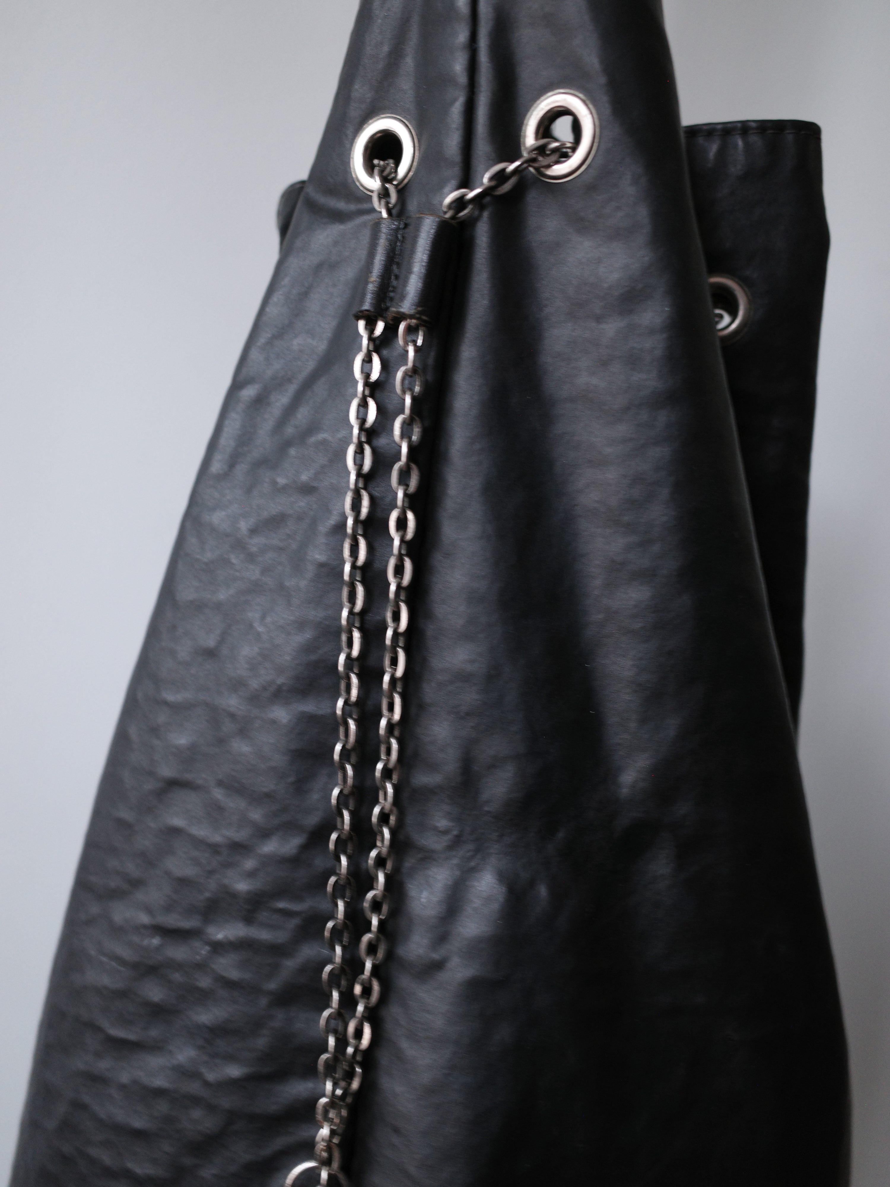 Jean Paul Gaultier Vintage Leather Chain Bucket Bag with Purple Mesh Strap