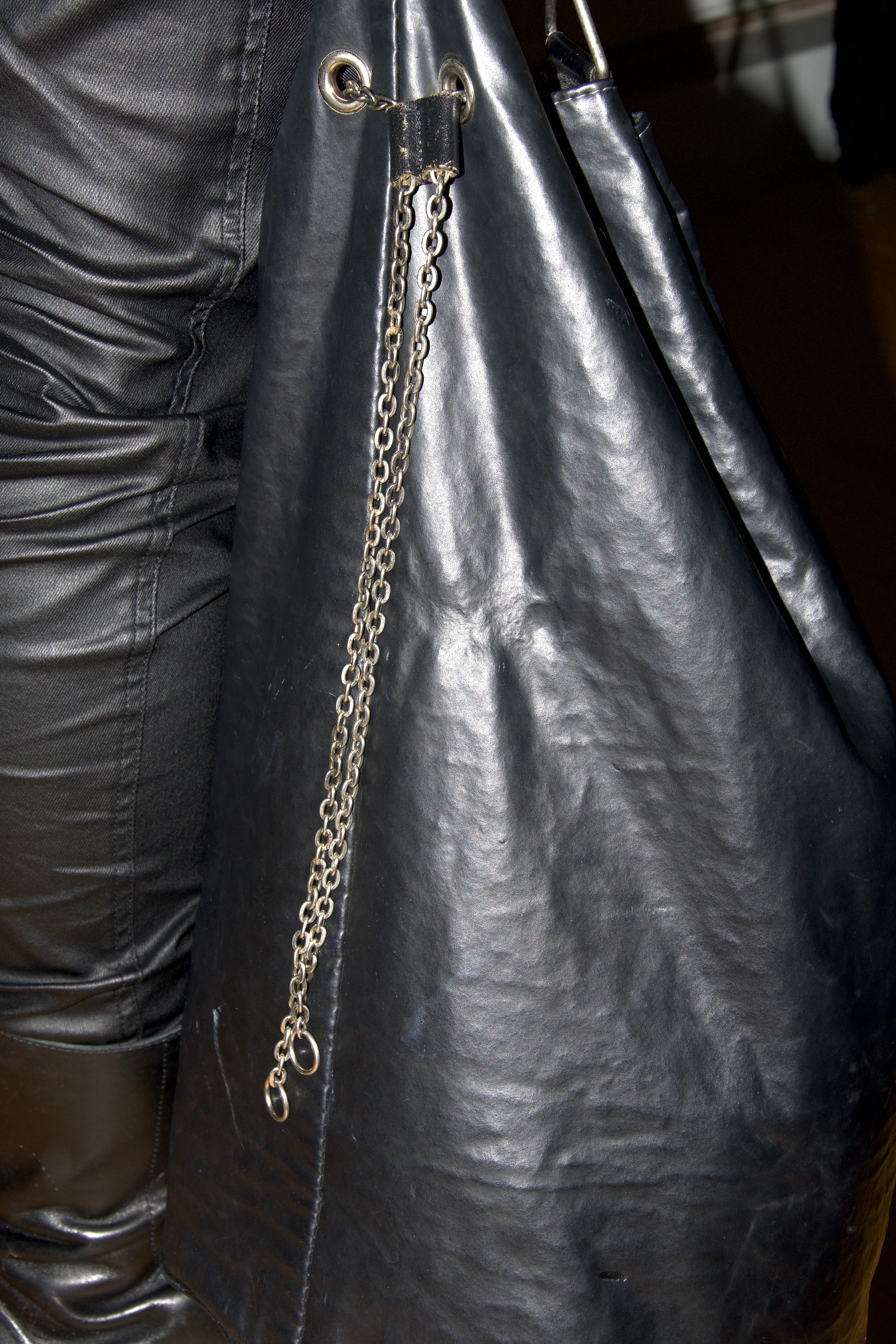 Jean Paul Gaultier Vintage Leather Chain Bucket Bag with Purple Mesh Strap