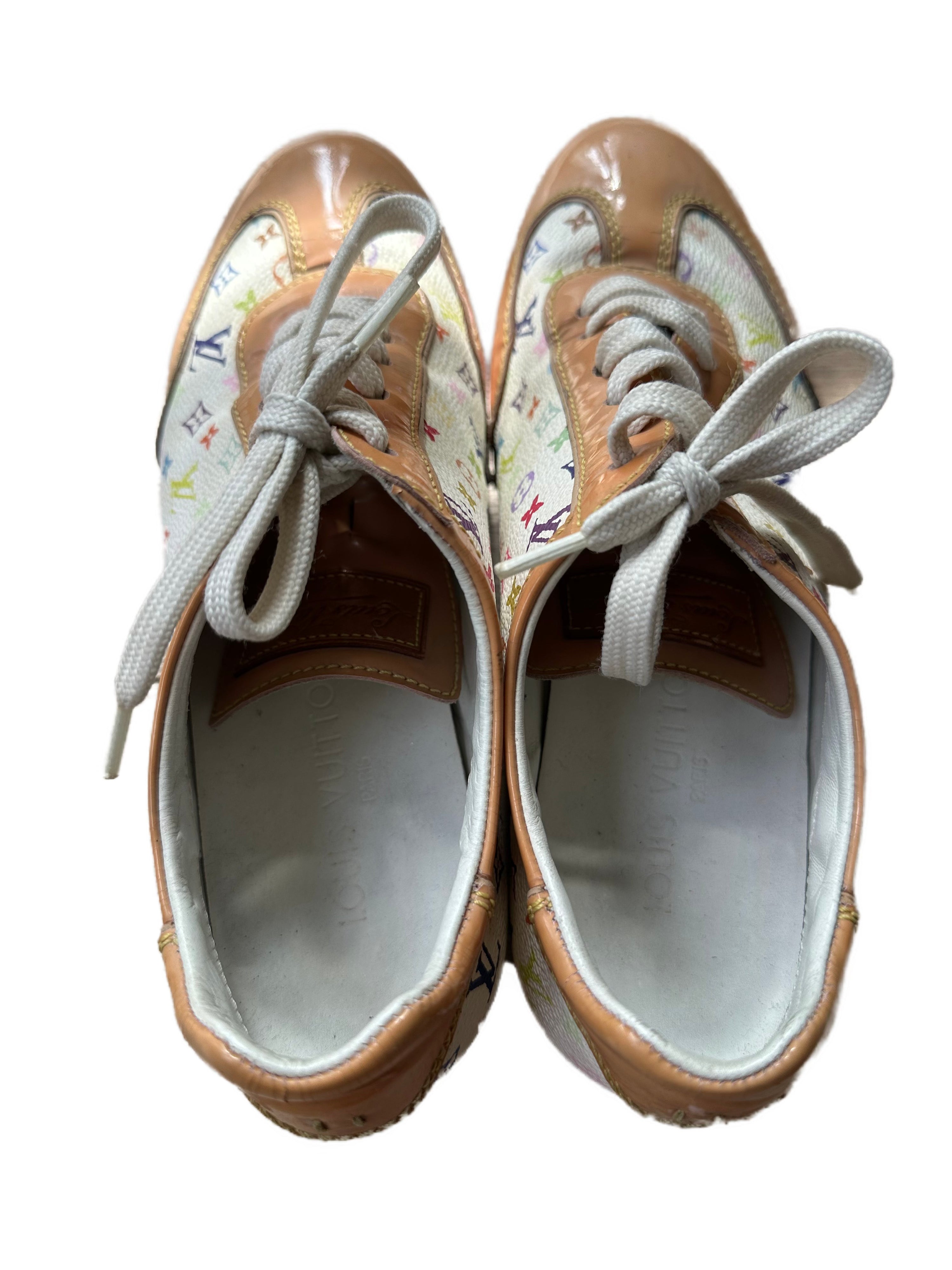 Louis Vuitton Monogram Multicolor Canvas & Patent Leather Lace-Up Sneakers (Y2K Takashi Murakami Era)