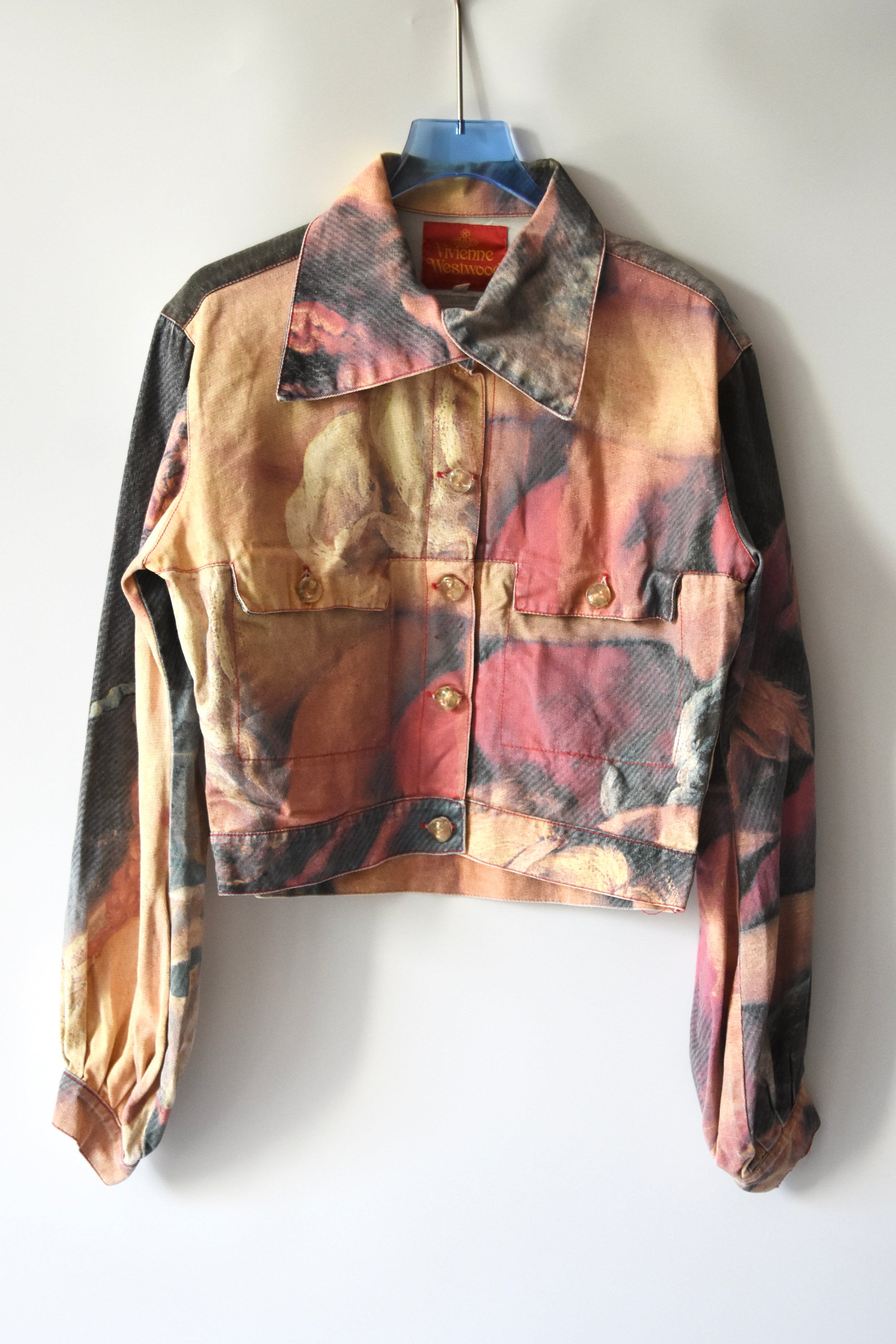 Vivienne Westwood Renaissance Print Cropped Denim Jacket (Baroque Eroticism in Subversive Tailoring)