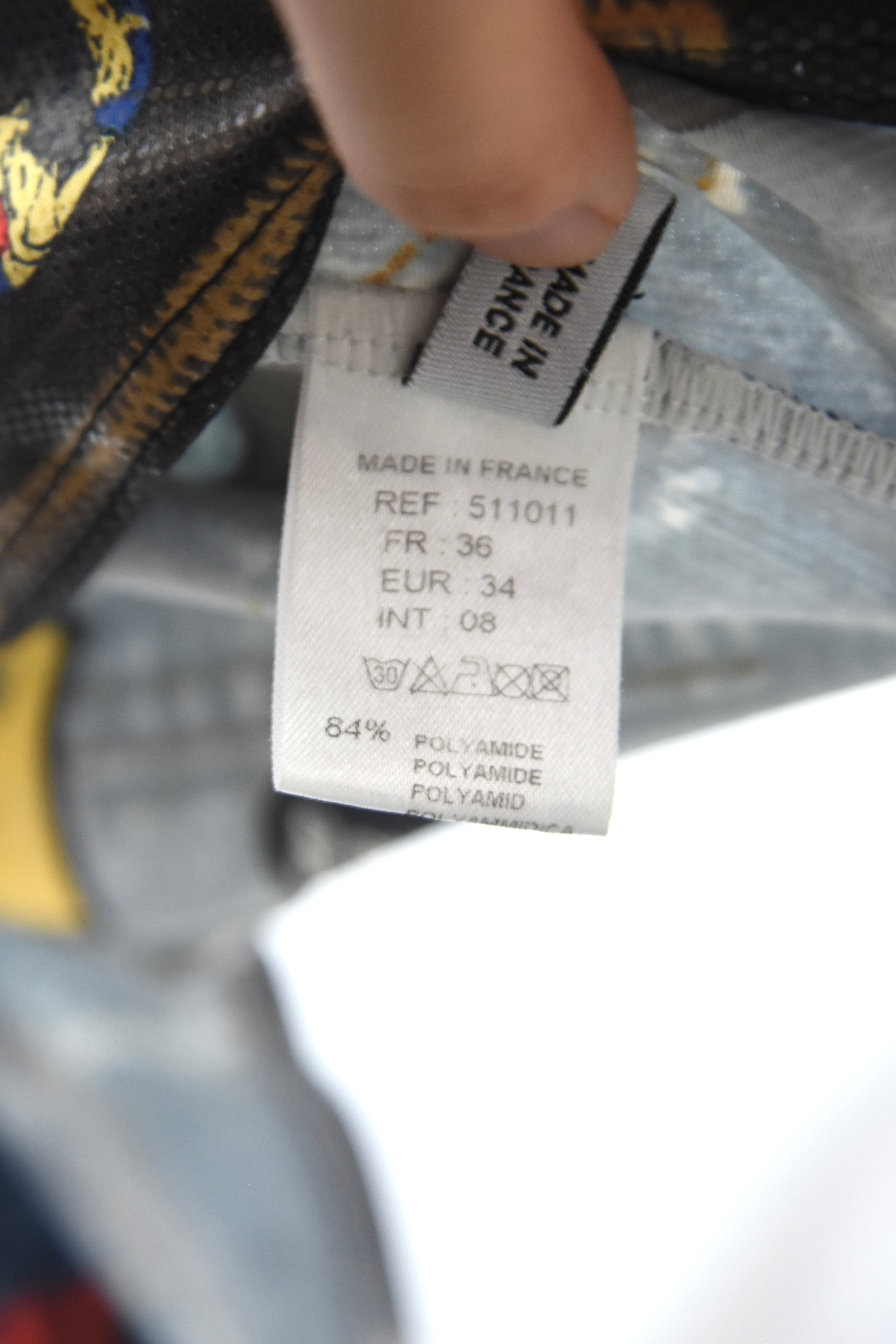 Christian Dior Patch Badge Print Monokini Swimsuit (Punk Americana in Trompe L'oeil Denim)