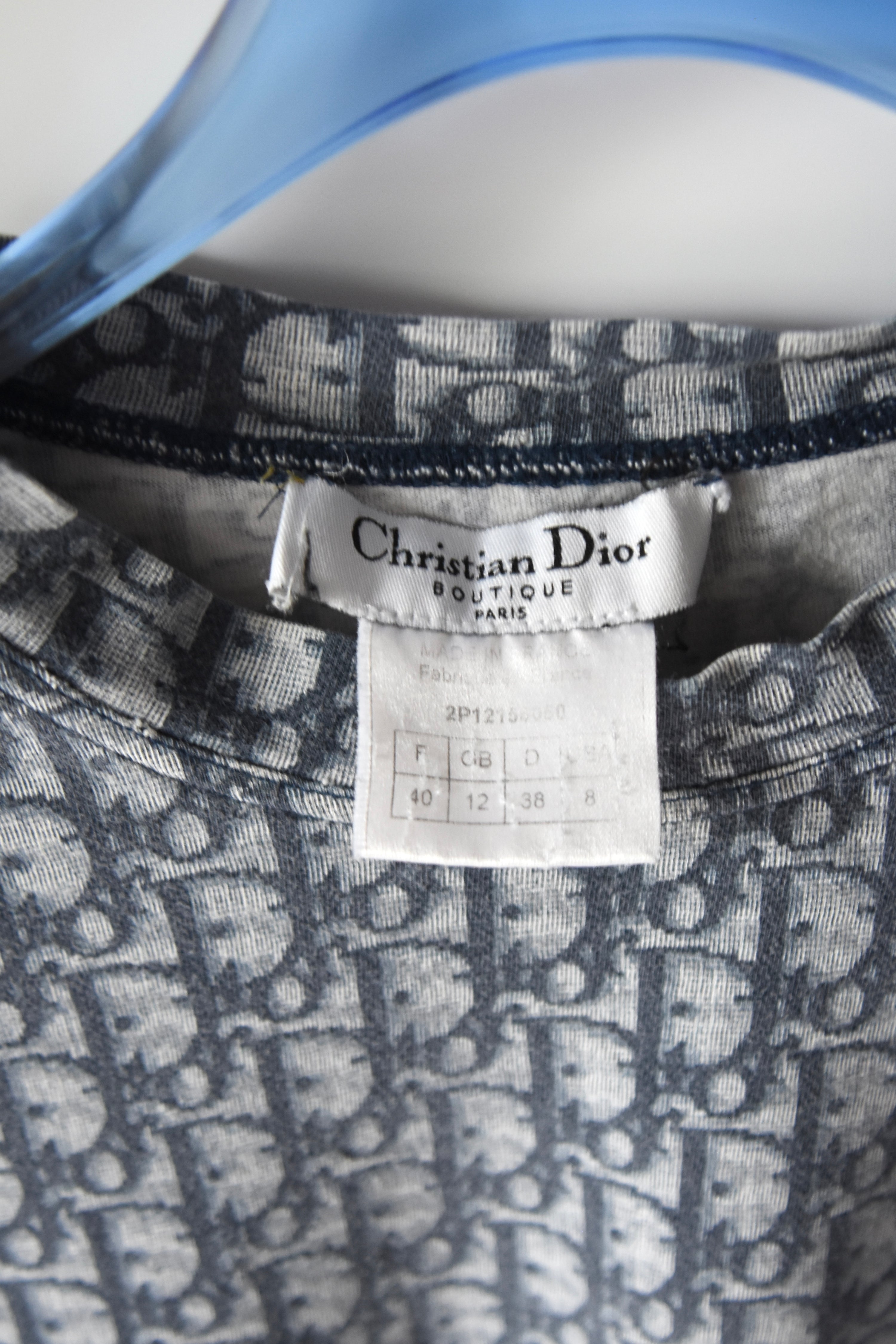 Christian Dior by John Galliano Blue Monogram Baby Tee (Y2K Boutique Oblique Icon)