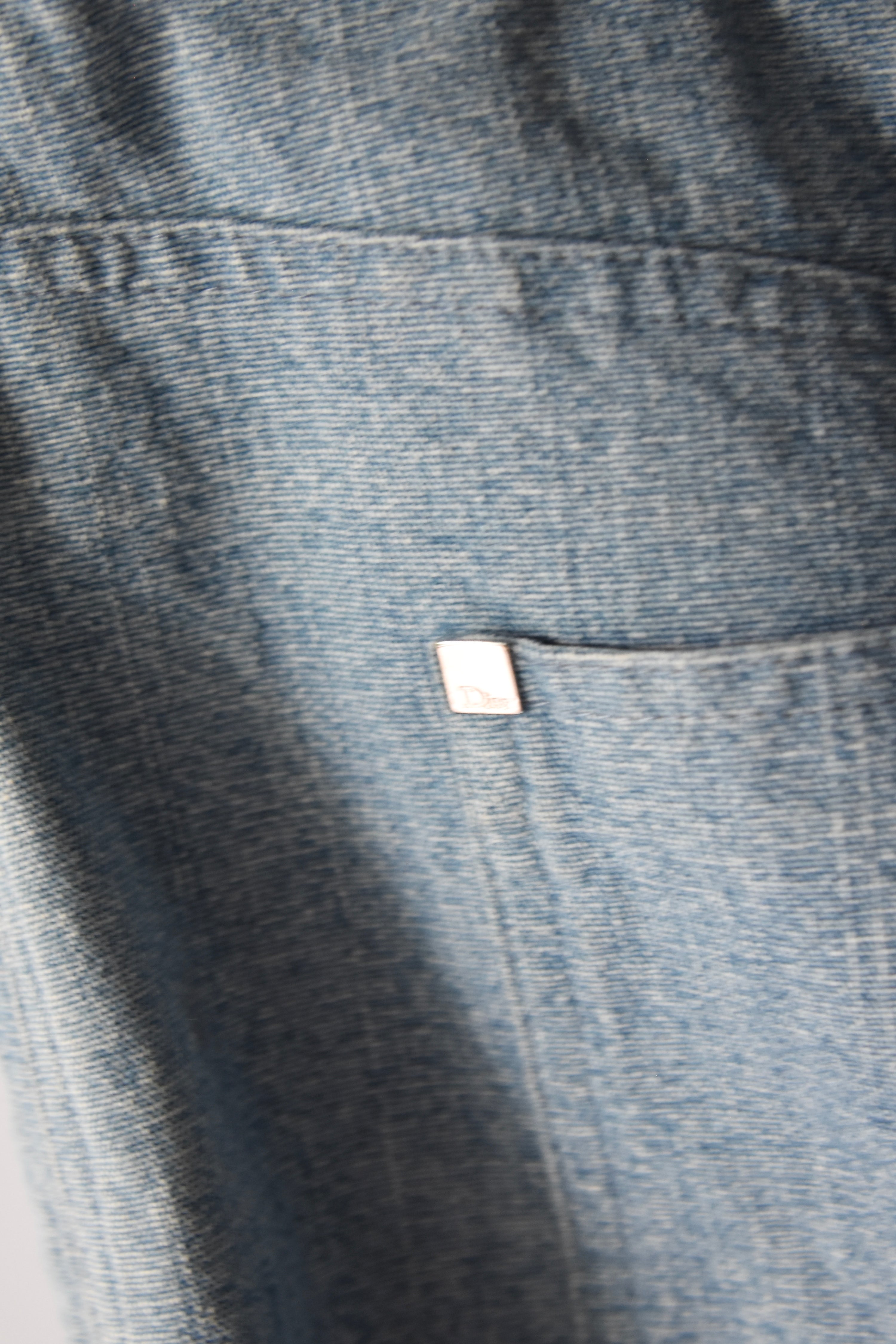 Christian Dior by John Galliano Graffiti Silk Hem Hybrid Skirt (Utility Denim Meets Couture Streetwear)