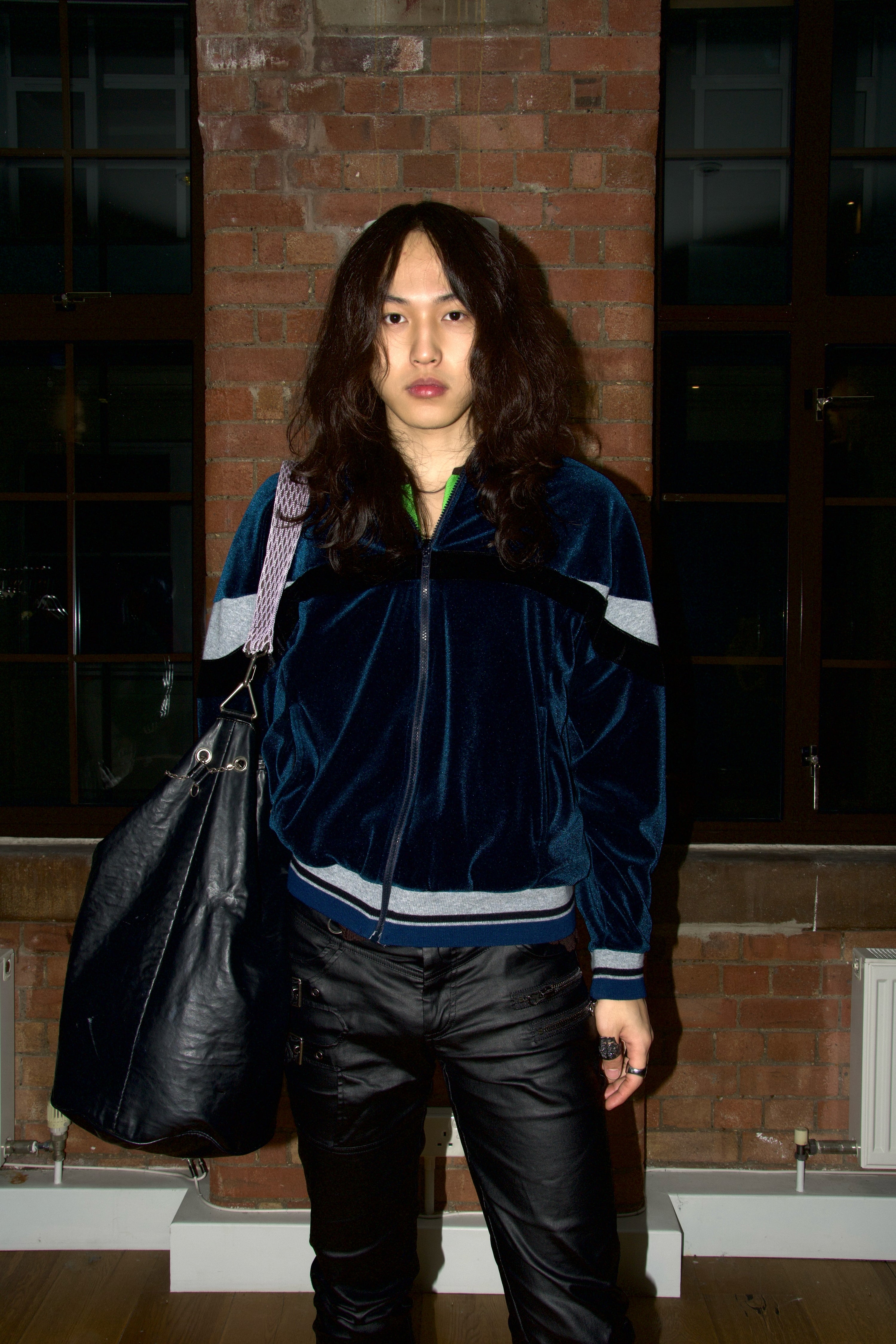 Jean Paul Gaultier Vintage Leather Chain Bucket Bag with Purple Mesh Strap