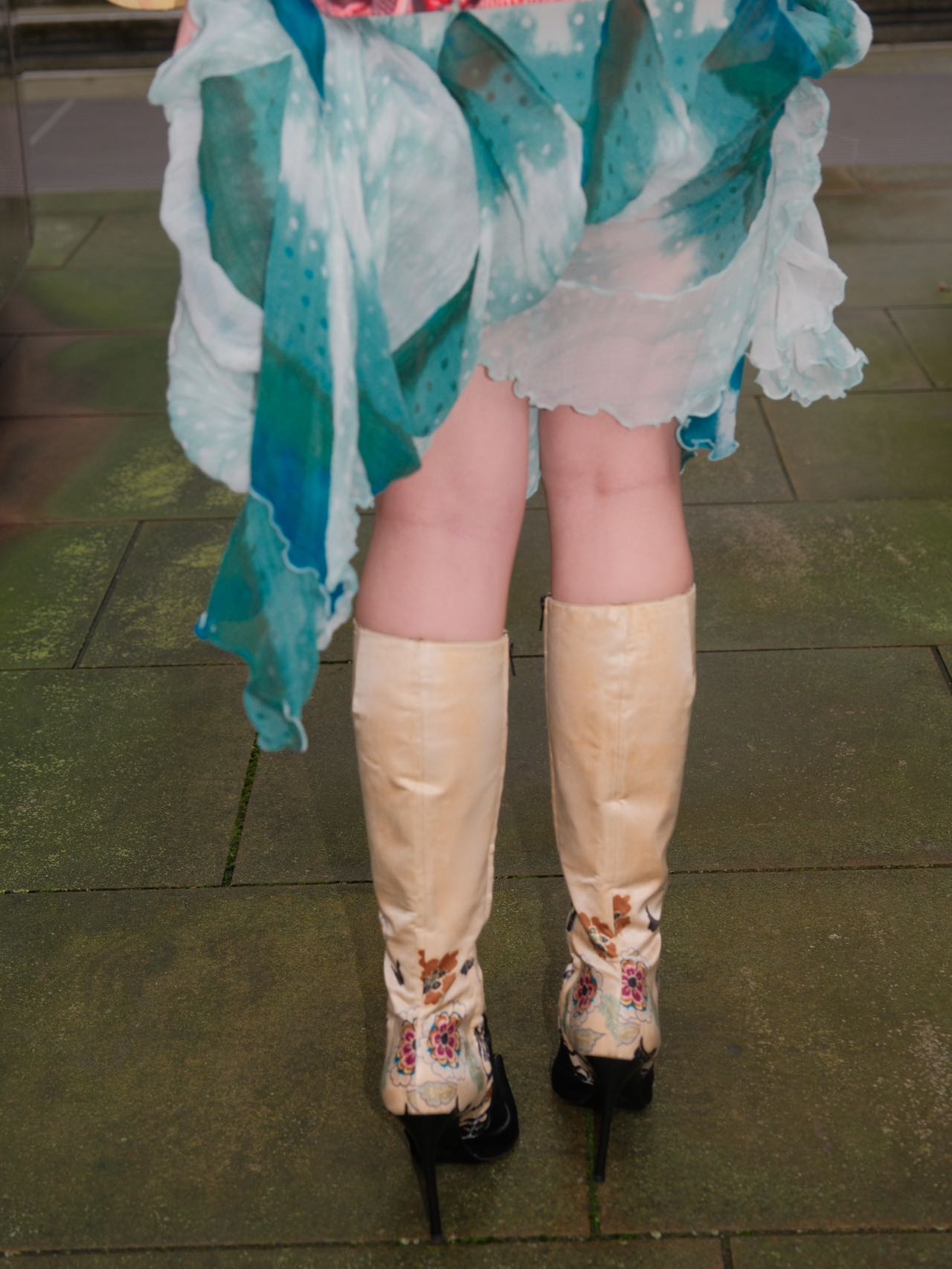 Roberto Cavalli 2001 Silk Embroidered Archive Heeled Boots