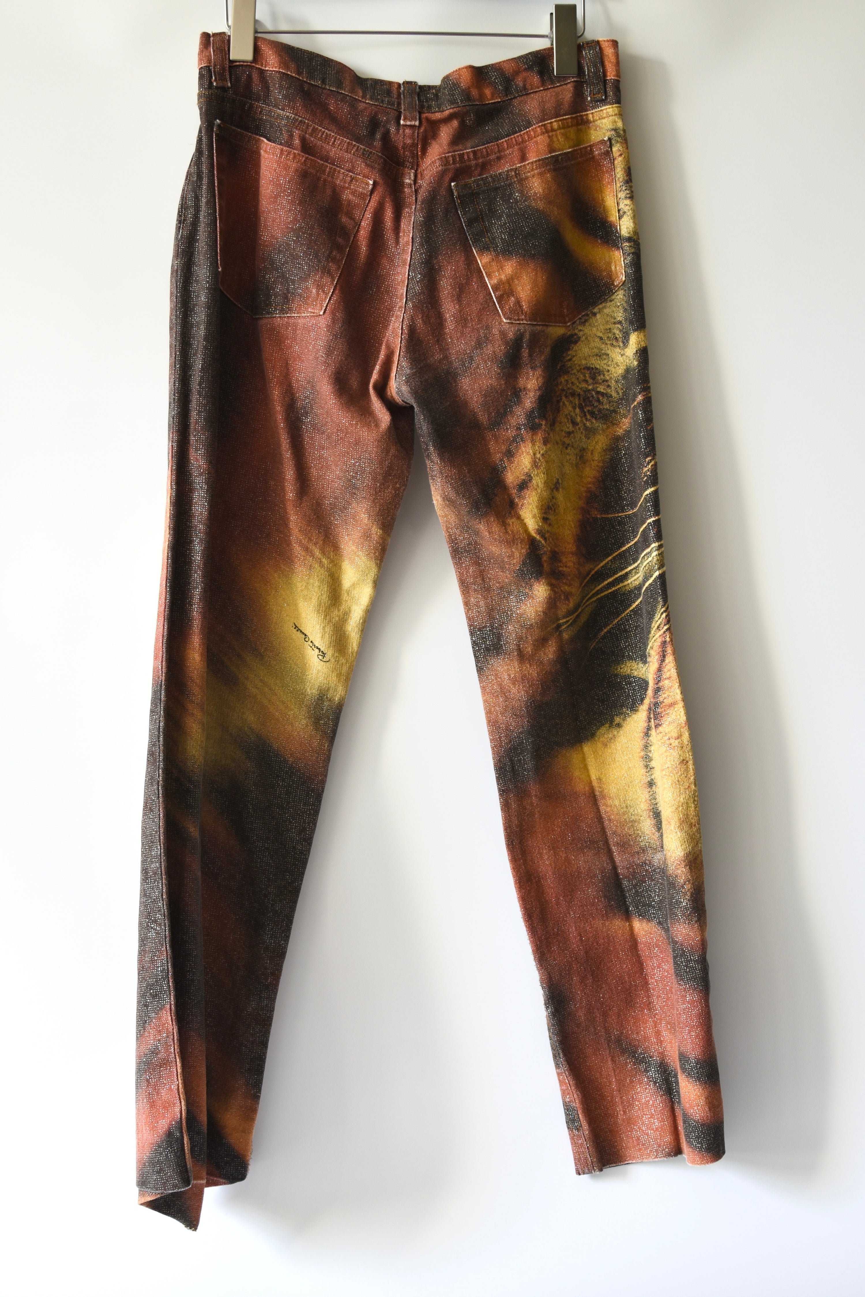 Roberto Cavalli Vintage Glitter Tiger Print Low-Rise Jeans (Rare Y2K Era Statement Denim)