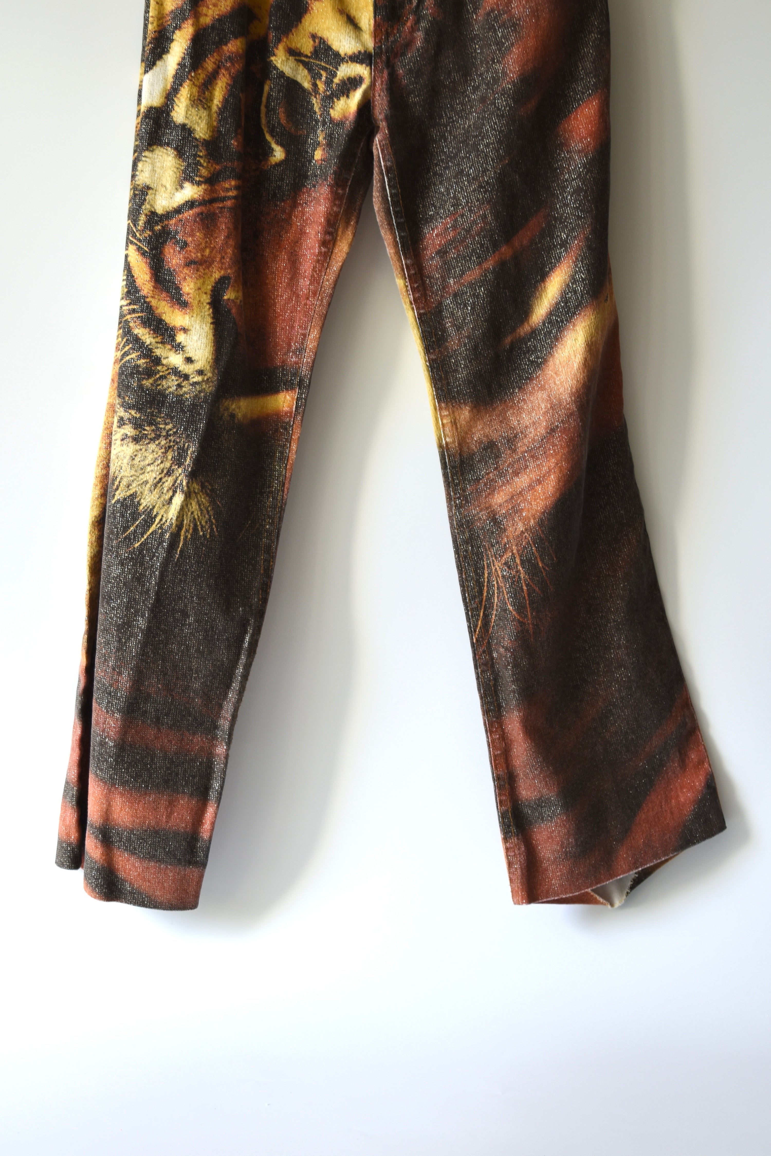 Roberto Cavalli Vintage Glitter Tiger Print Low-Rise Jeans (Rare Y2K Era Statement Denim)