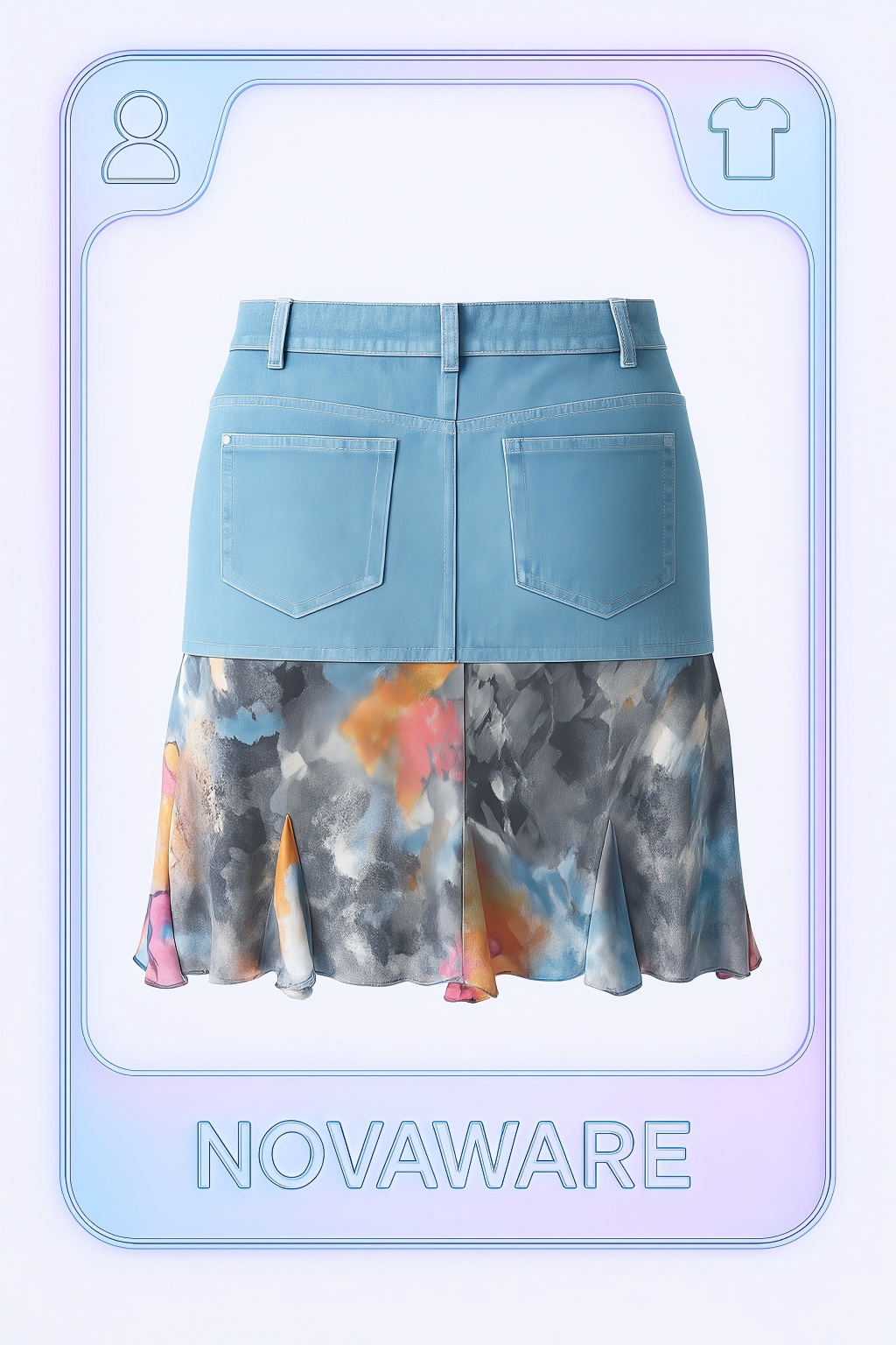 Christian Dior by John Galliano Graffiti Silk Hem Hybrid Skirt (Utility Denim Meets Couture Streetwear)