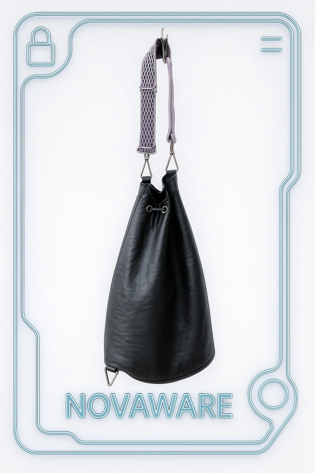 Jean Paul Gaultier Vintage Leather Chain Bucket Bag with Purple Mesh Strap