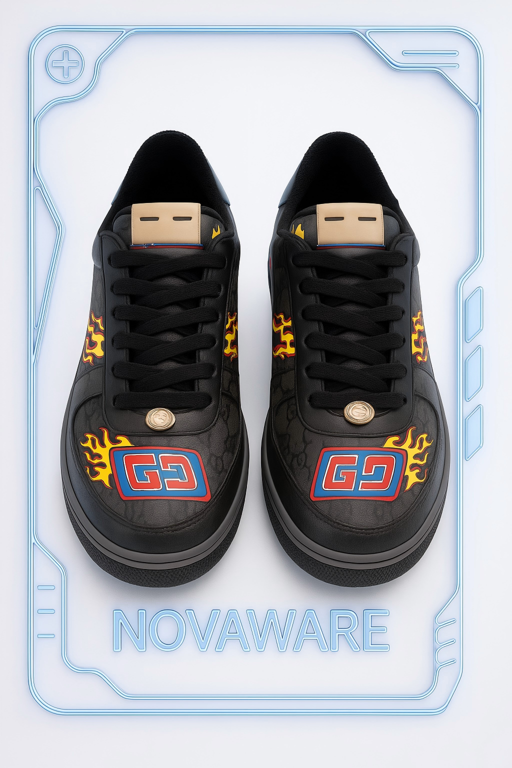Gucci GG Flame Print Low-Top Sneakers