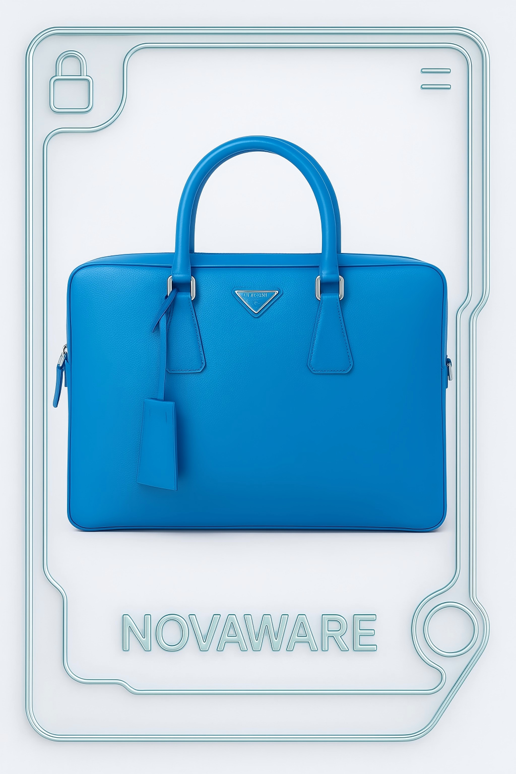 Prada Saffiano Leather Tote Bag – Blue / Red