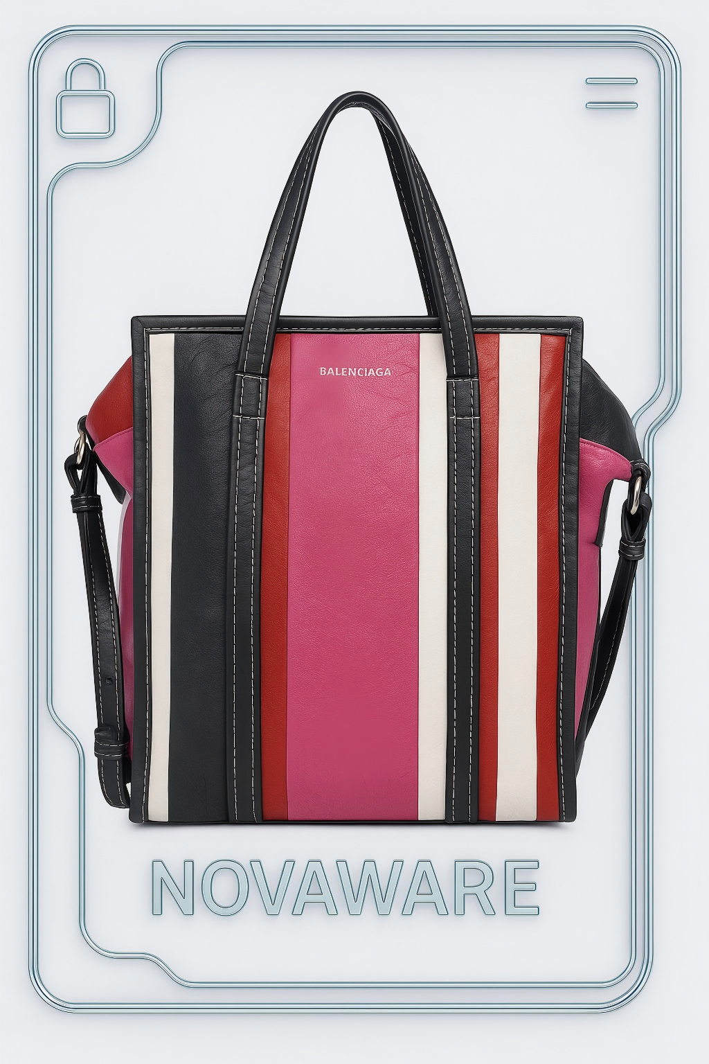 Balenciaga Bazar Shopper XS Tote – Multicolor Striped Lambskin