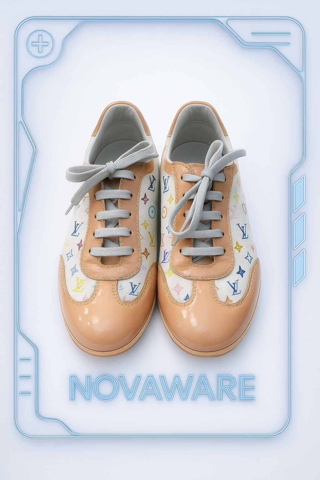 Louis Vuitton Monogram Multicolor Canvas & Patent Leather Lace-Up Sneakers (Y2K Takashi Murakami Era)