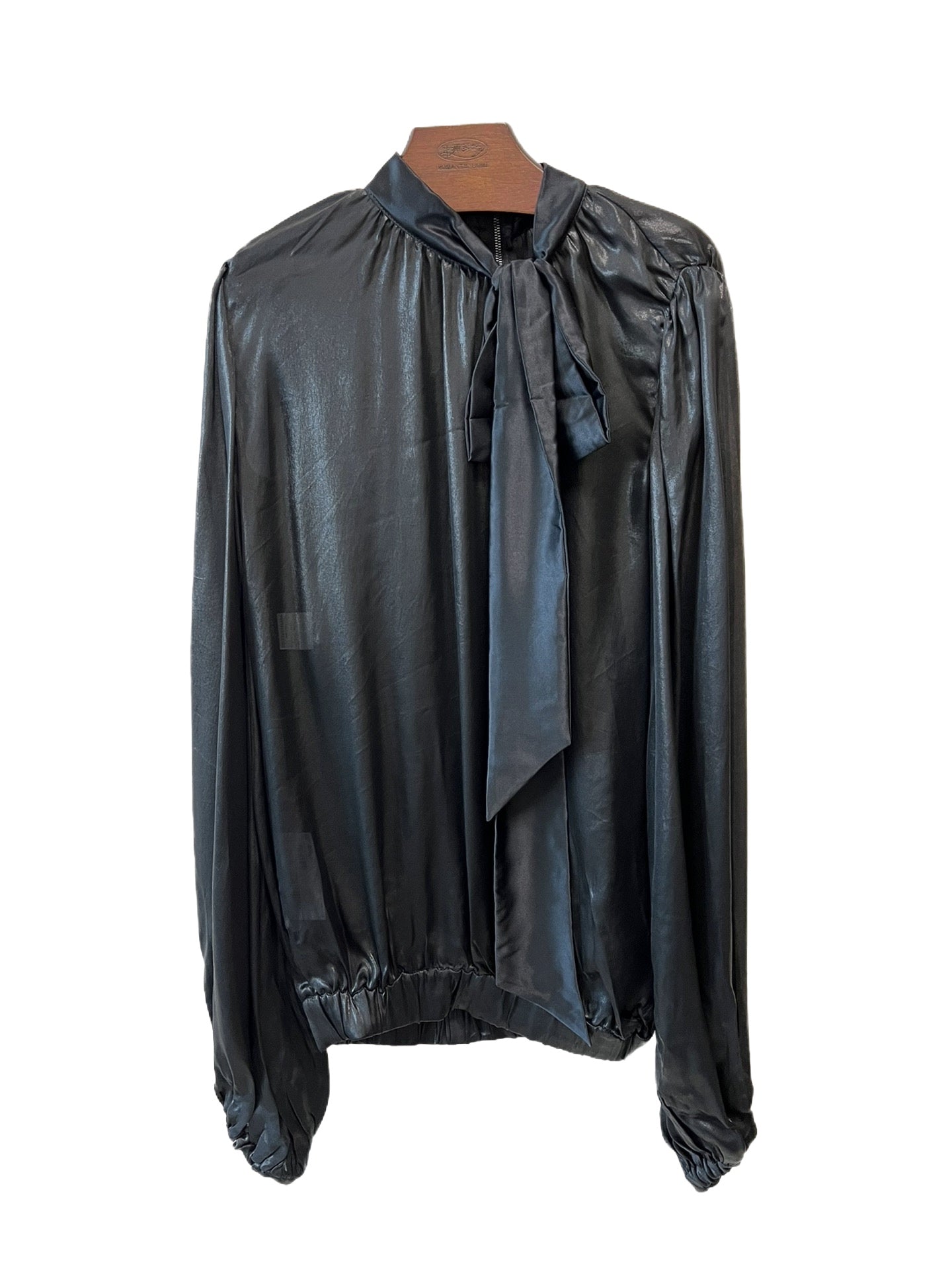 Dolce & Gabbana Shimmering Black Silk Pussy-Bow Blouse – Runway Archive