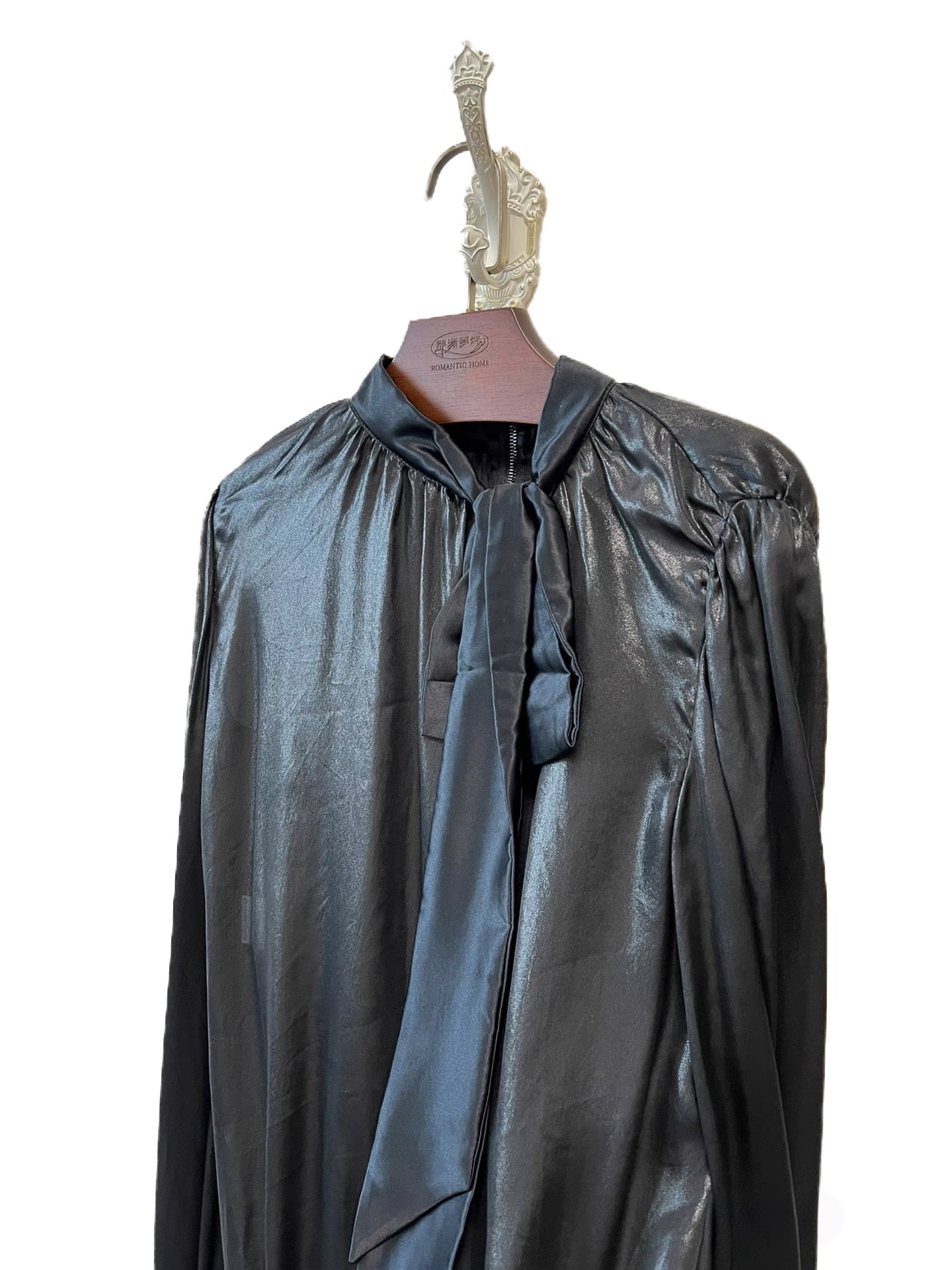 Dolce & Gabbana Shimmering Black Silk Pussy-Bow Blouse – Runway Archive