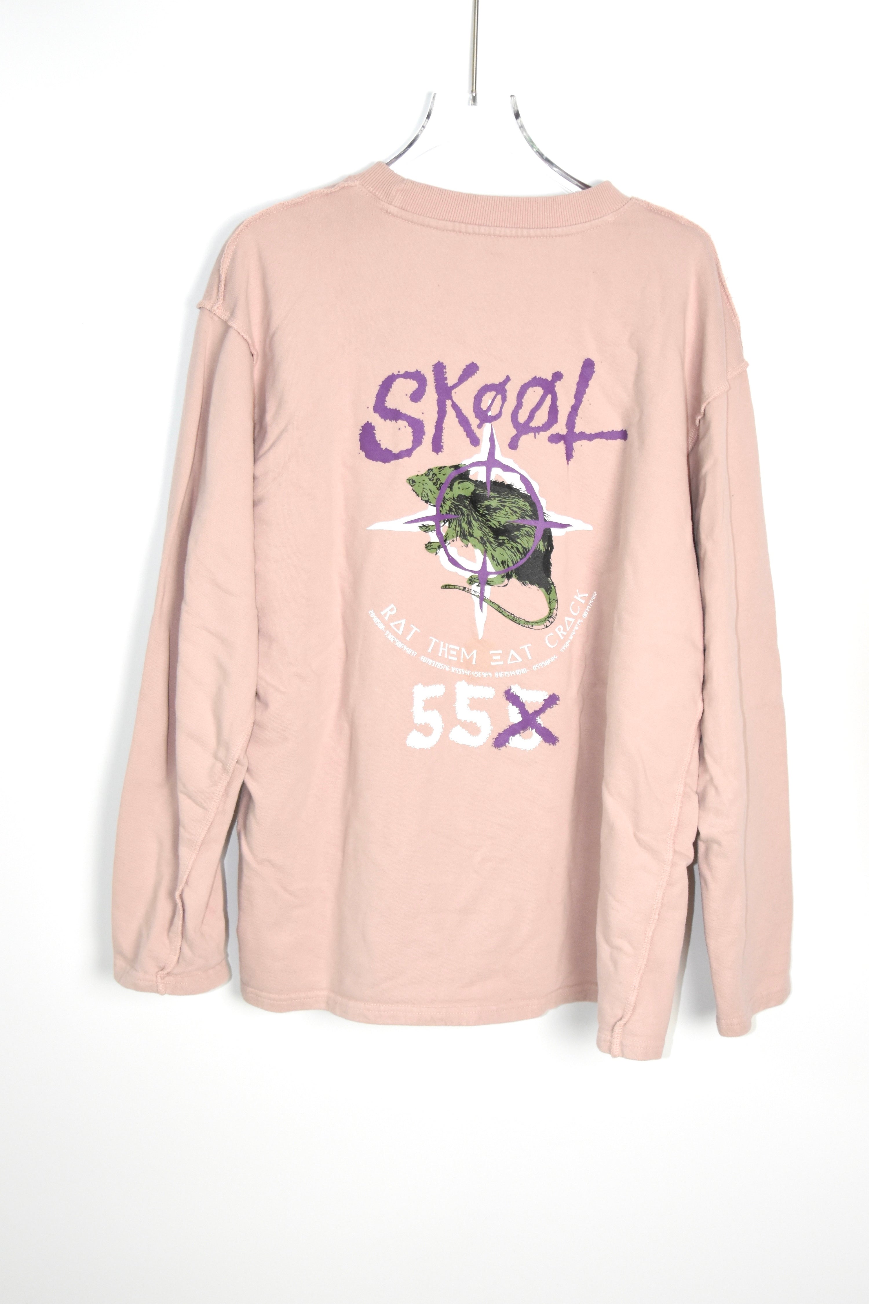 Skoot Apparel “SKØØL 55X” Graphic Long Sleeve T-Shirt – Pink Grunge Streetwear Top