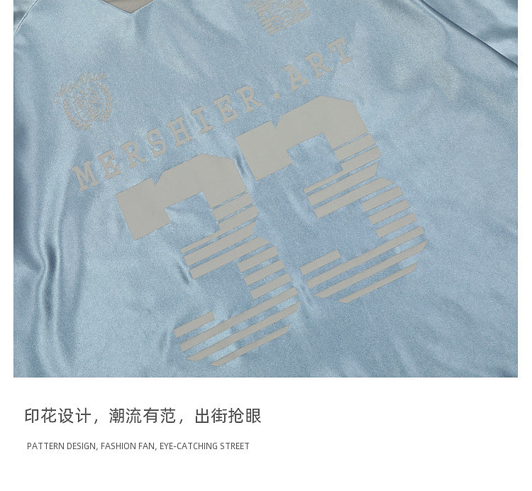 Smooth Touch Retro V Collar Patchwork Number 33 Short Sleeve Football Sports T-Shirt
