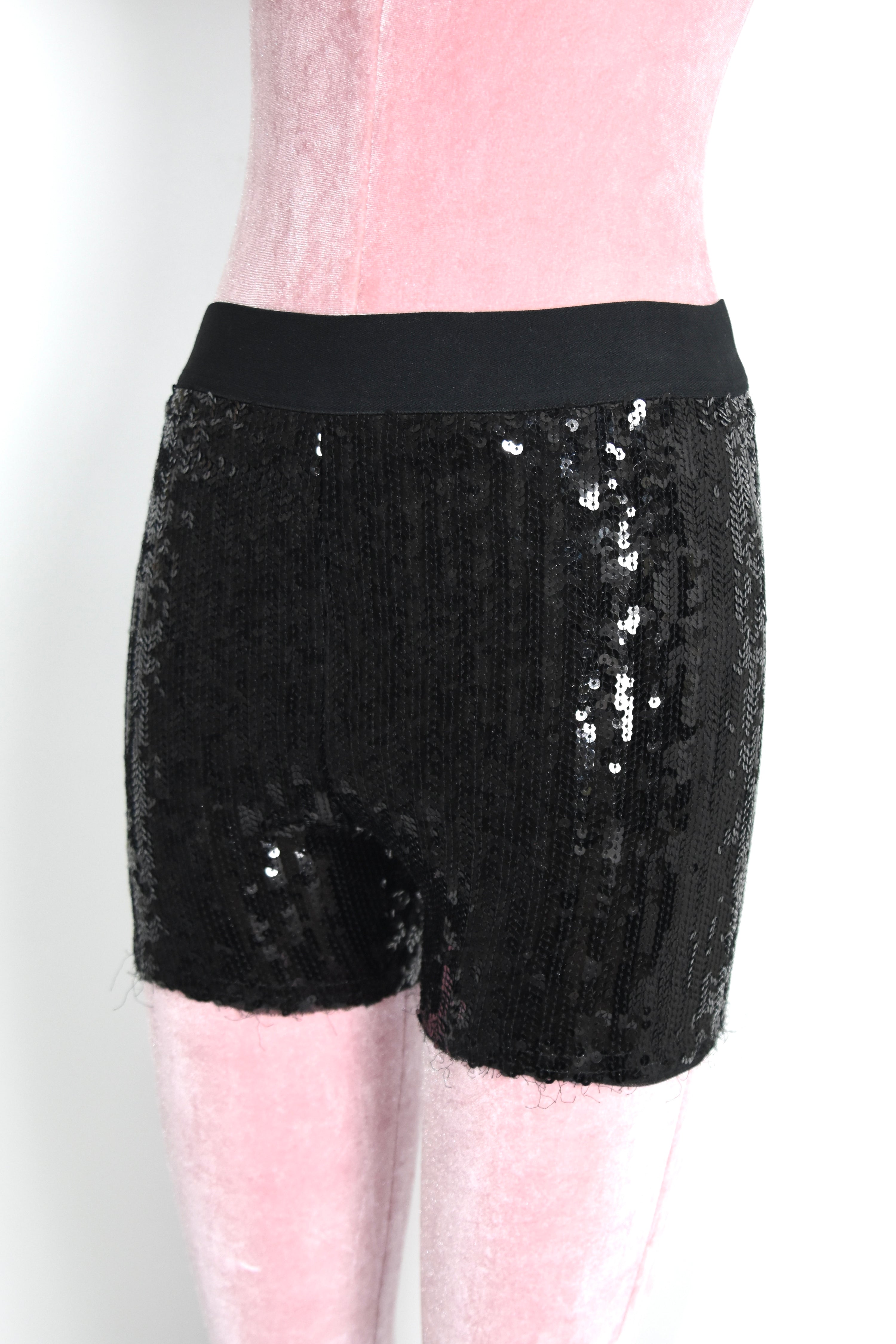 Junya Watanabe Comme des Garçons Sequin Embellished Stretch Shorts – Contemporary Collection Statement Piece