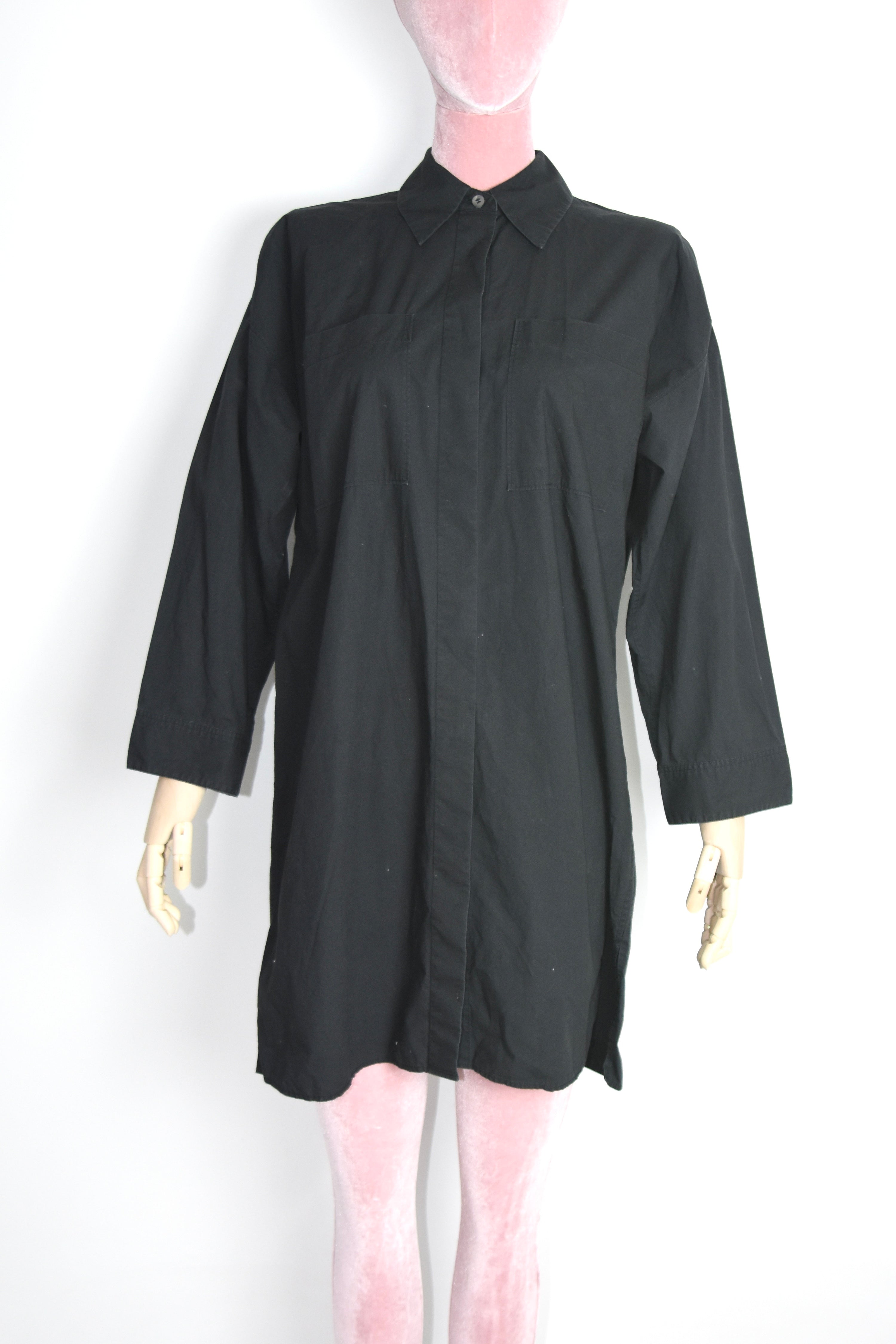 Acne Studios “JACUI POP” Black Long Cotton Shirt Dress – Minimalist Scandinavian Design (PSS18)