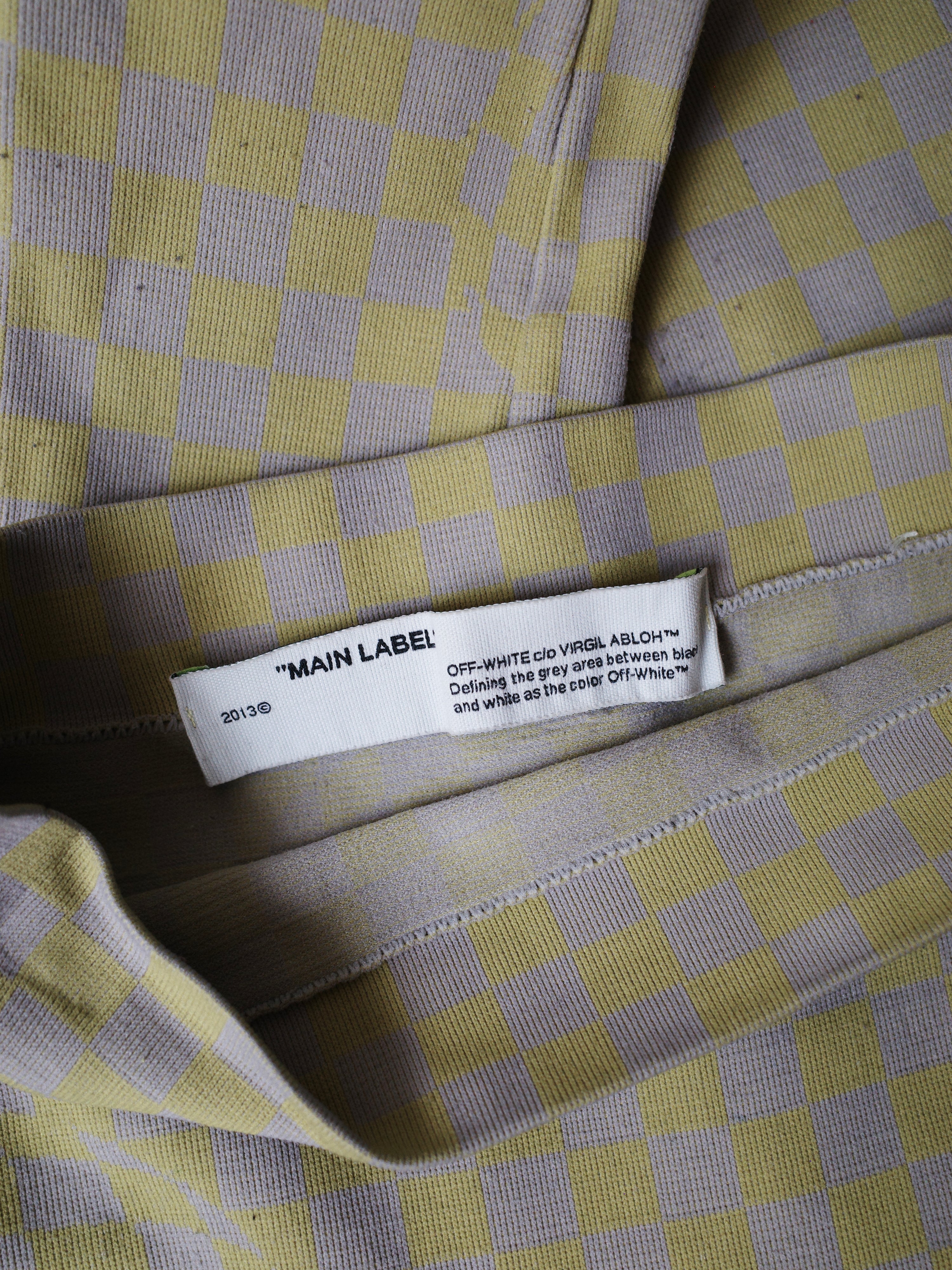 Off-White Yellow-Grey Checkered Knit Leggings