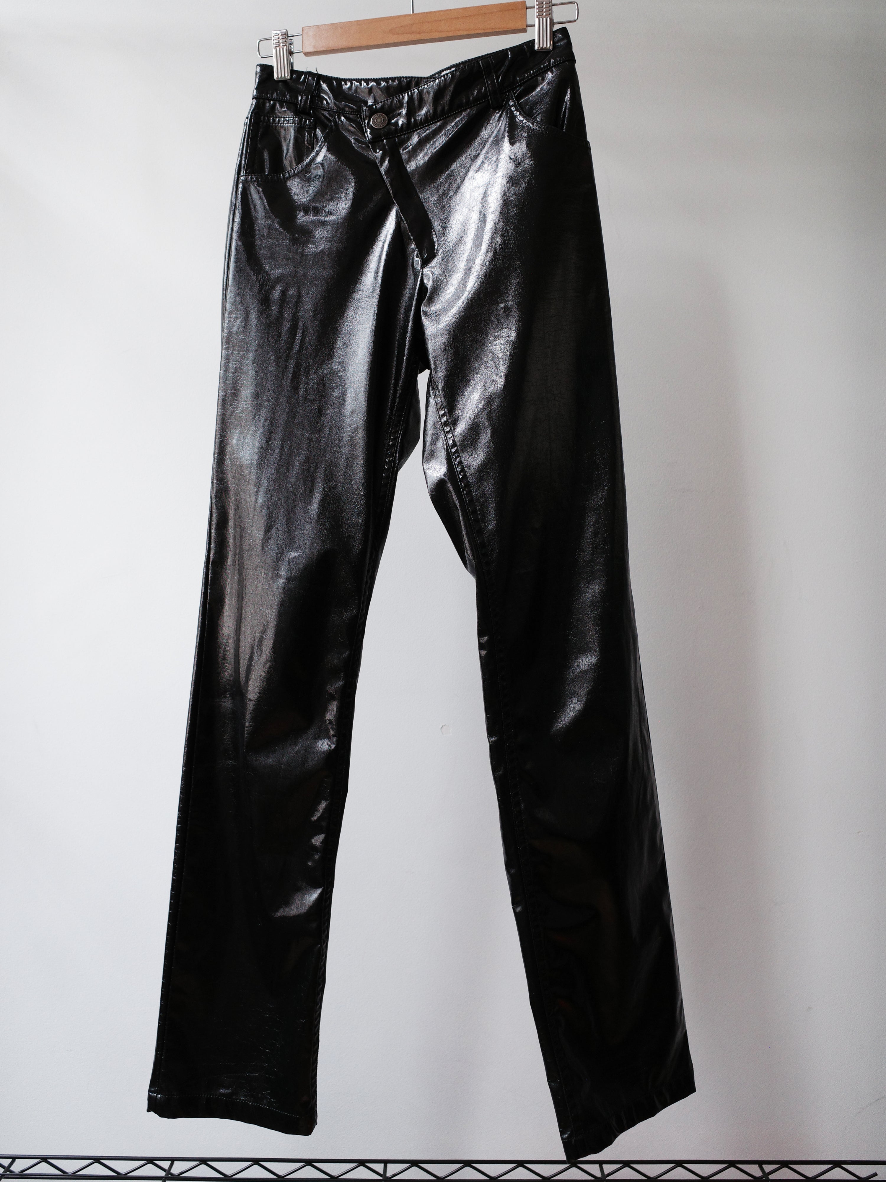 Ottolinger Black Glossy Asymmetric Waistband Trousers