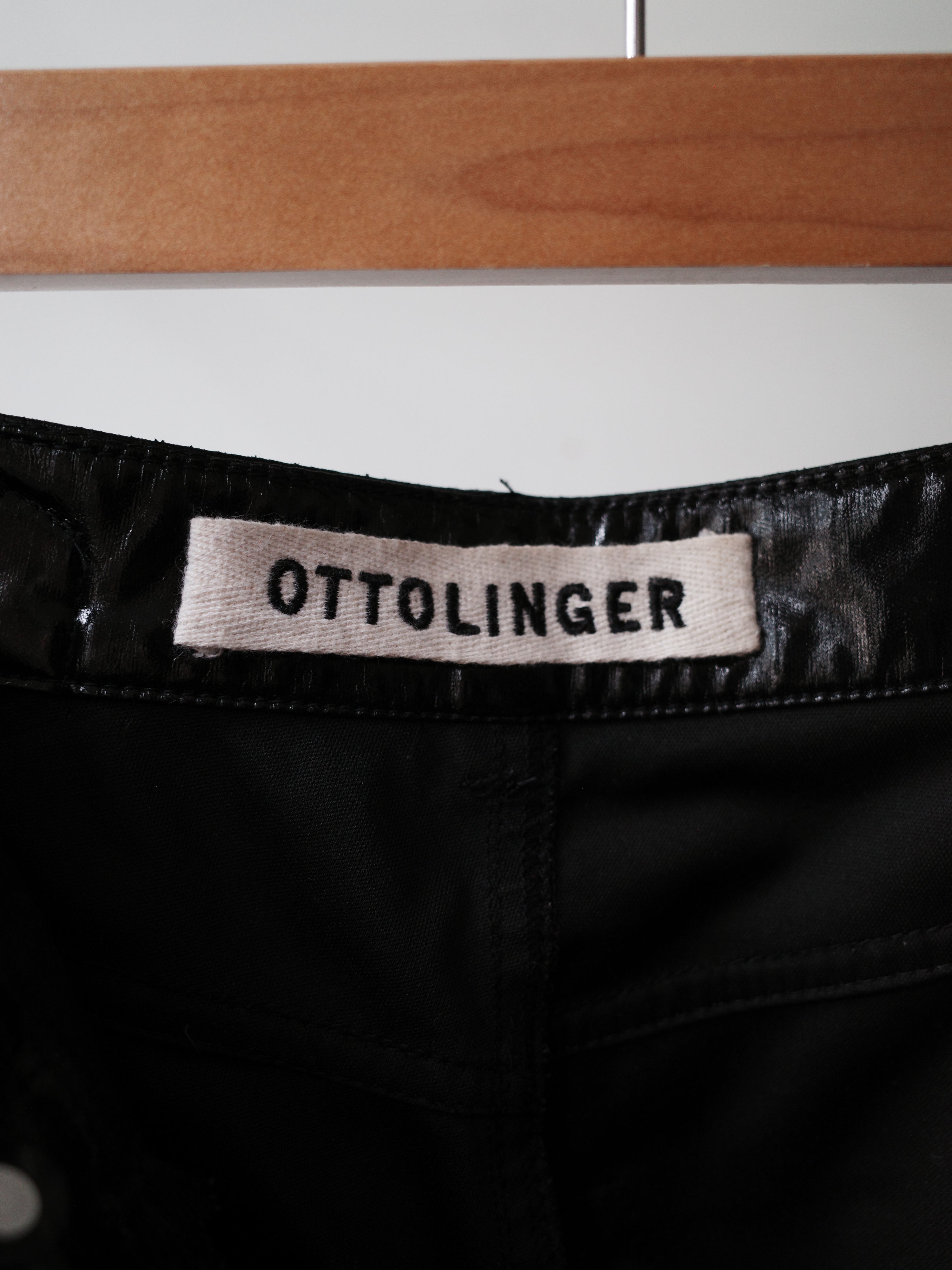 Ottolinger Black Glossy Asymmetric Waistband Trousers