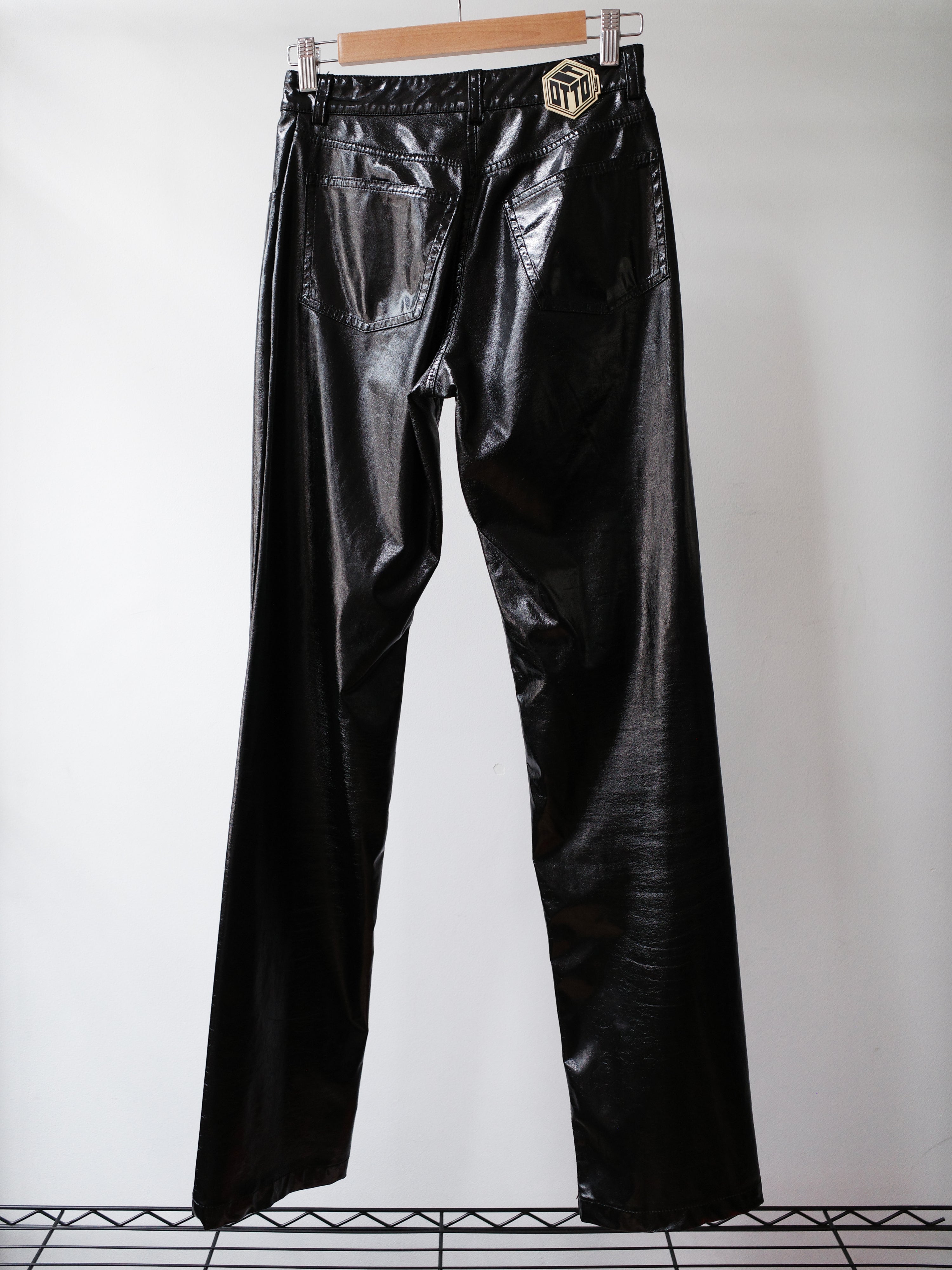 Ottolinger Black Glossy Asymmetric Waistband Trousers