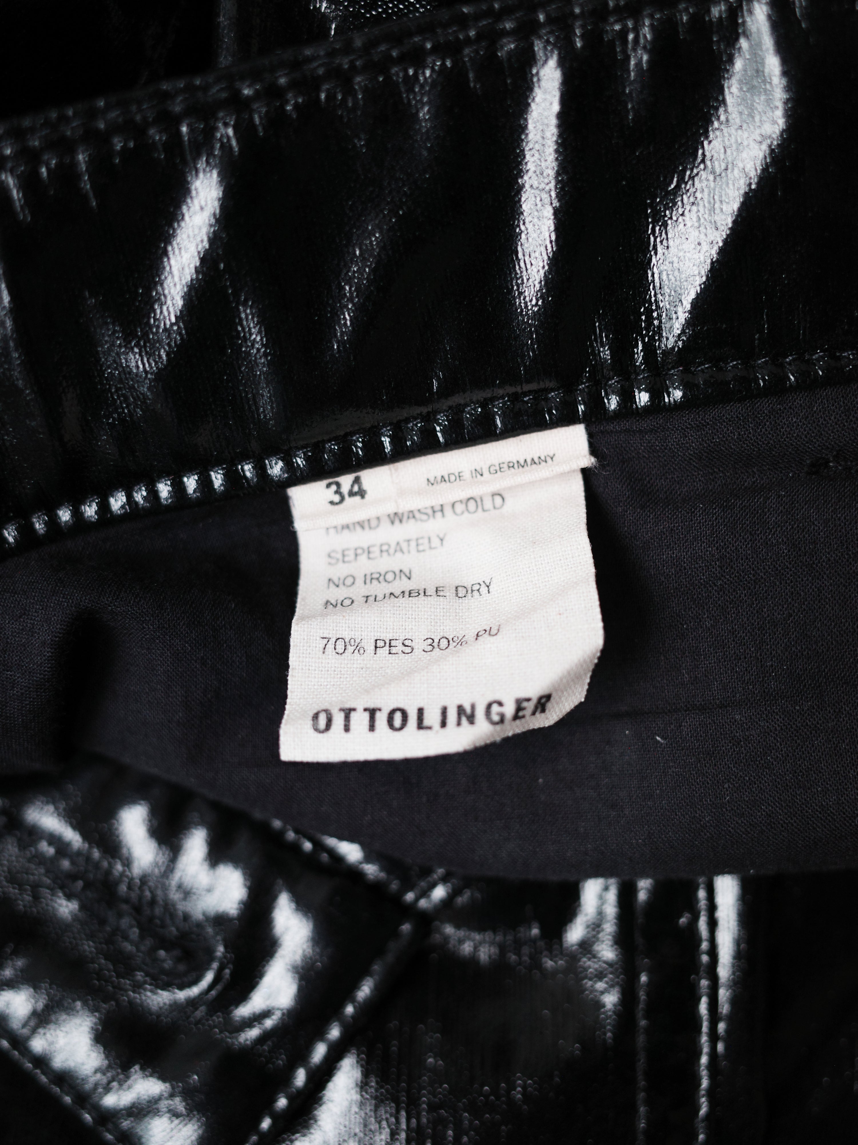 Ottolinger Black Glossy Asymmetric Waistband Trousers
