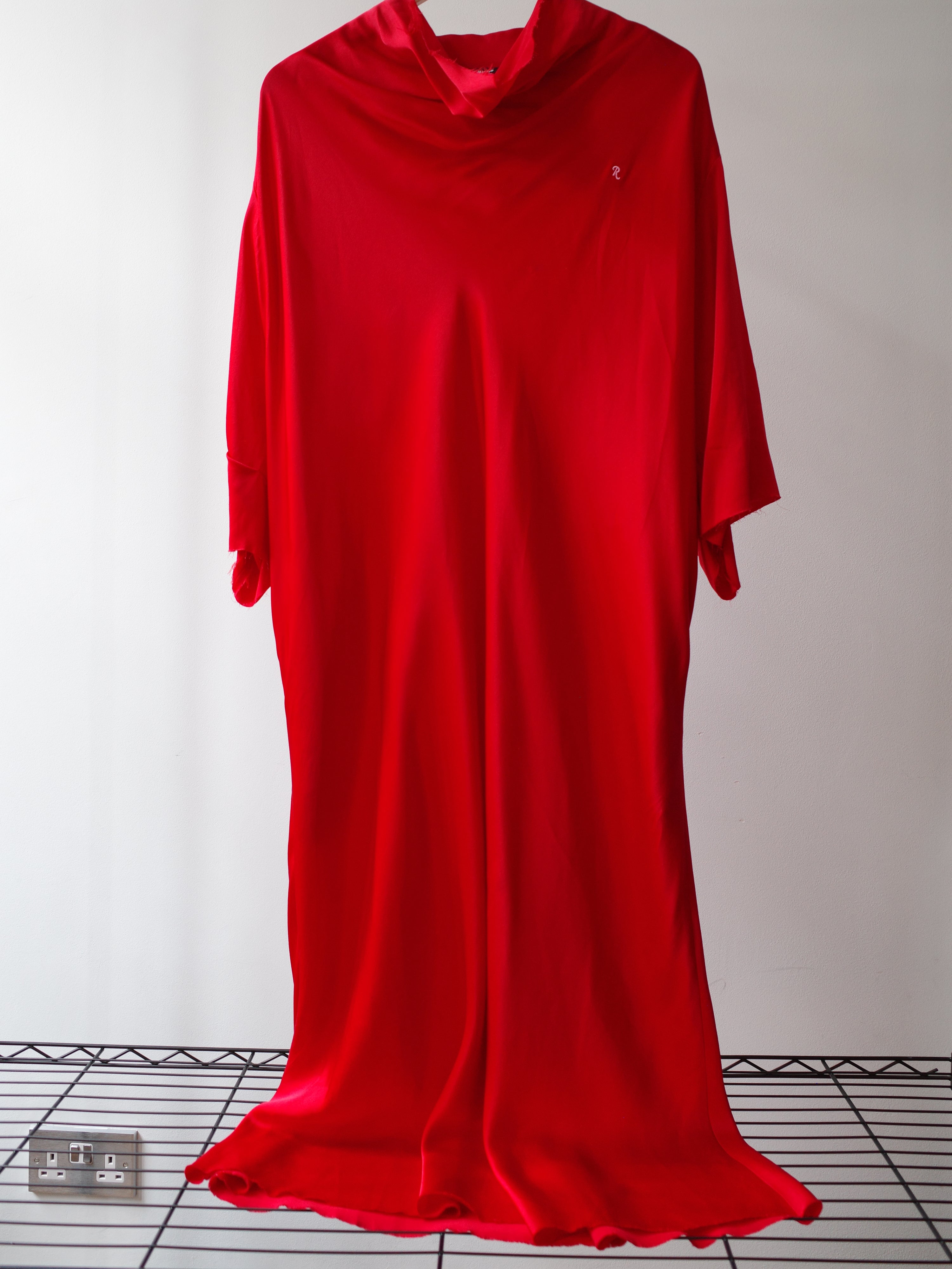 Raf Simons Red Draped Satin Dress