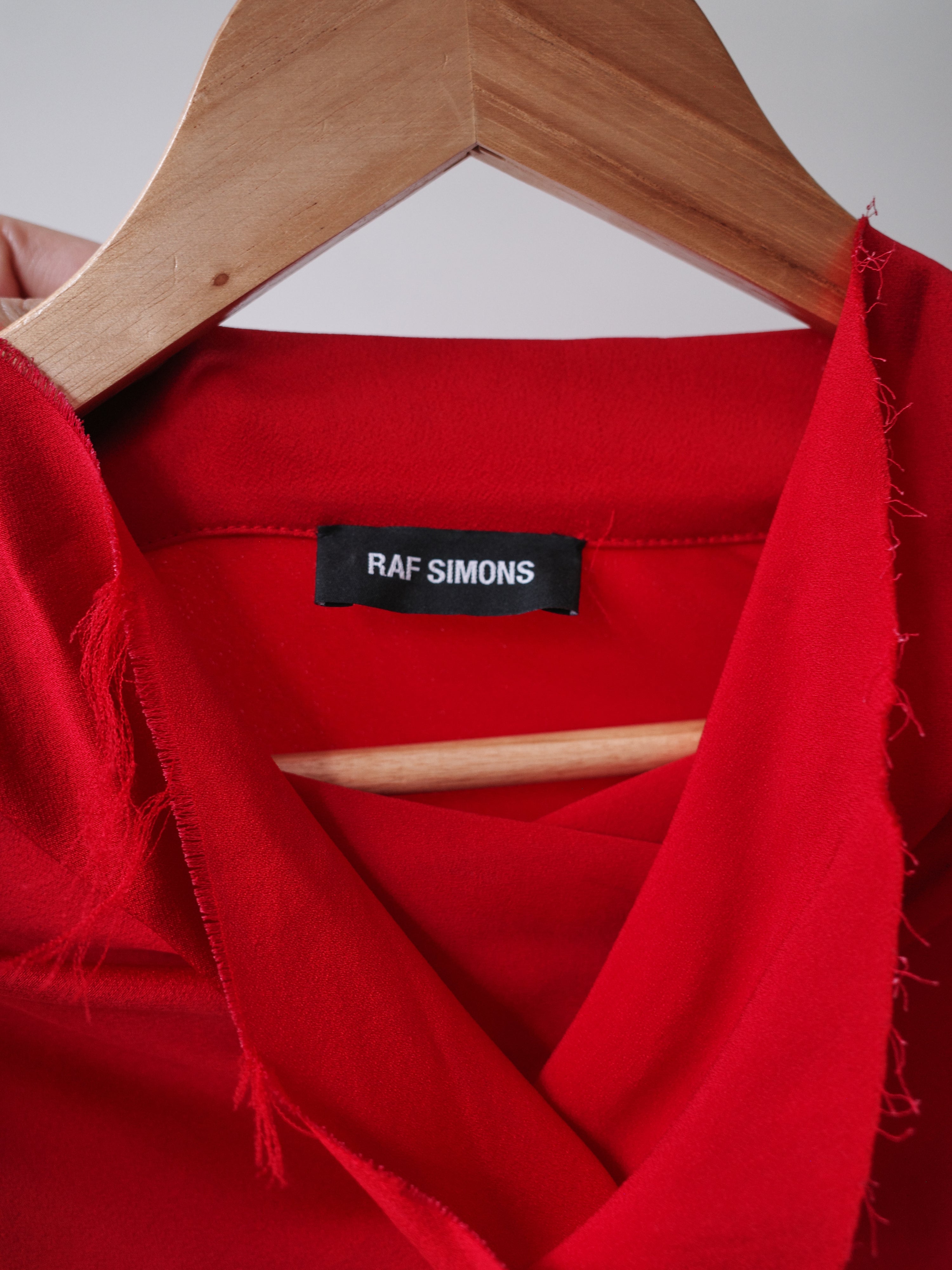 Raf Simons Red Draped Satin Dress