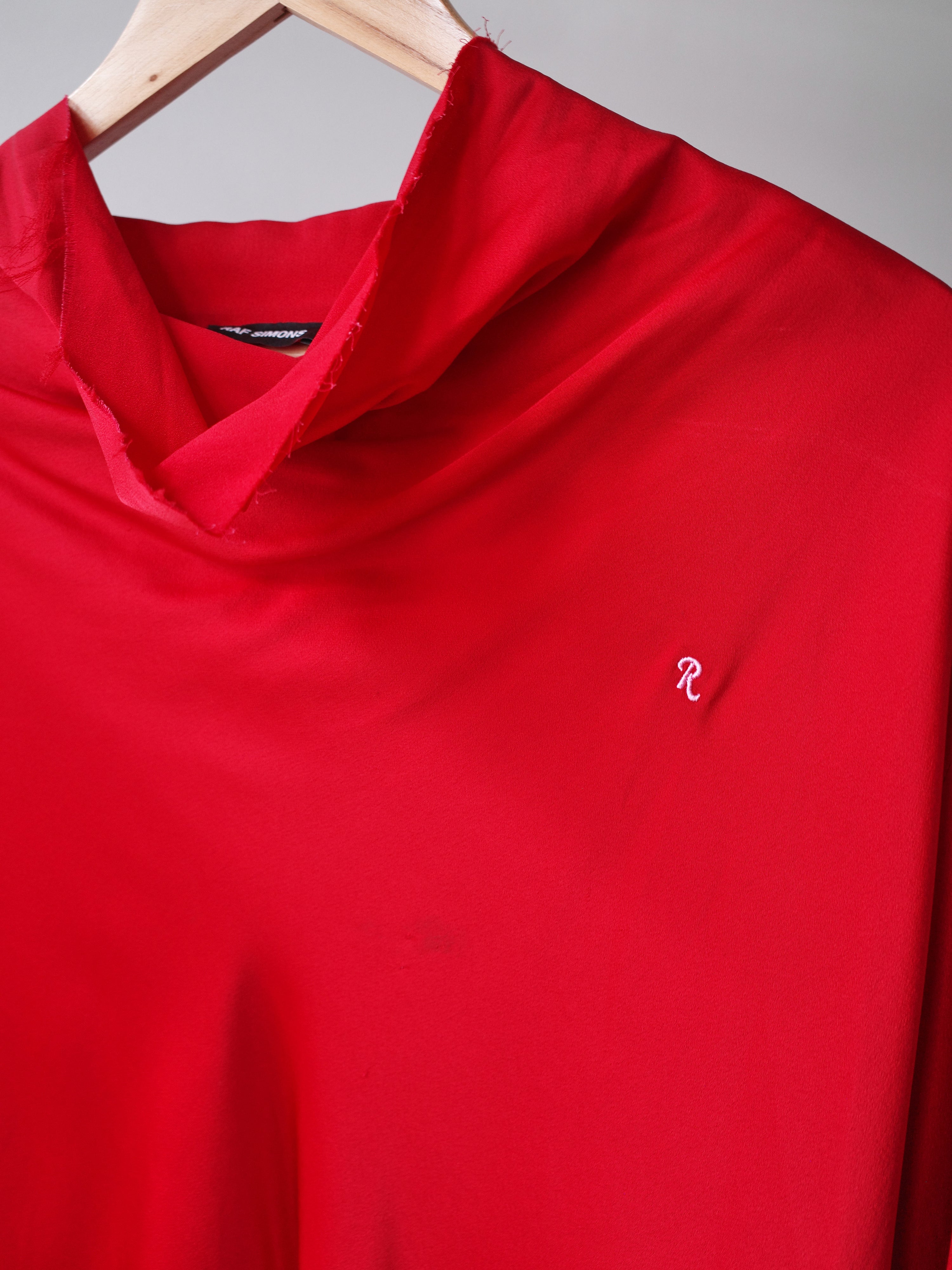 Raf Simons Red Draped Satin Dress