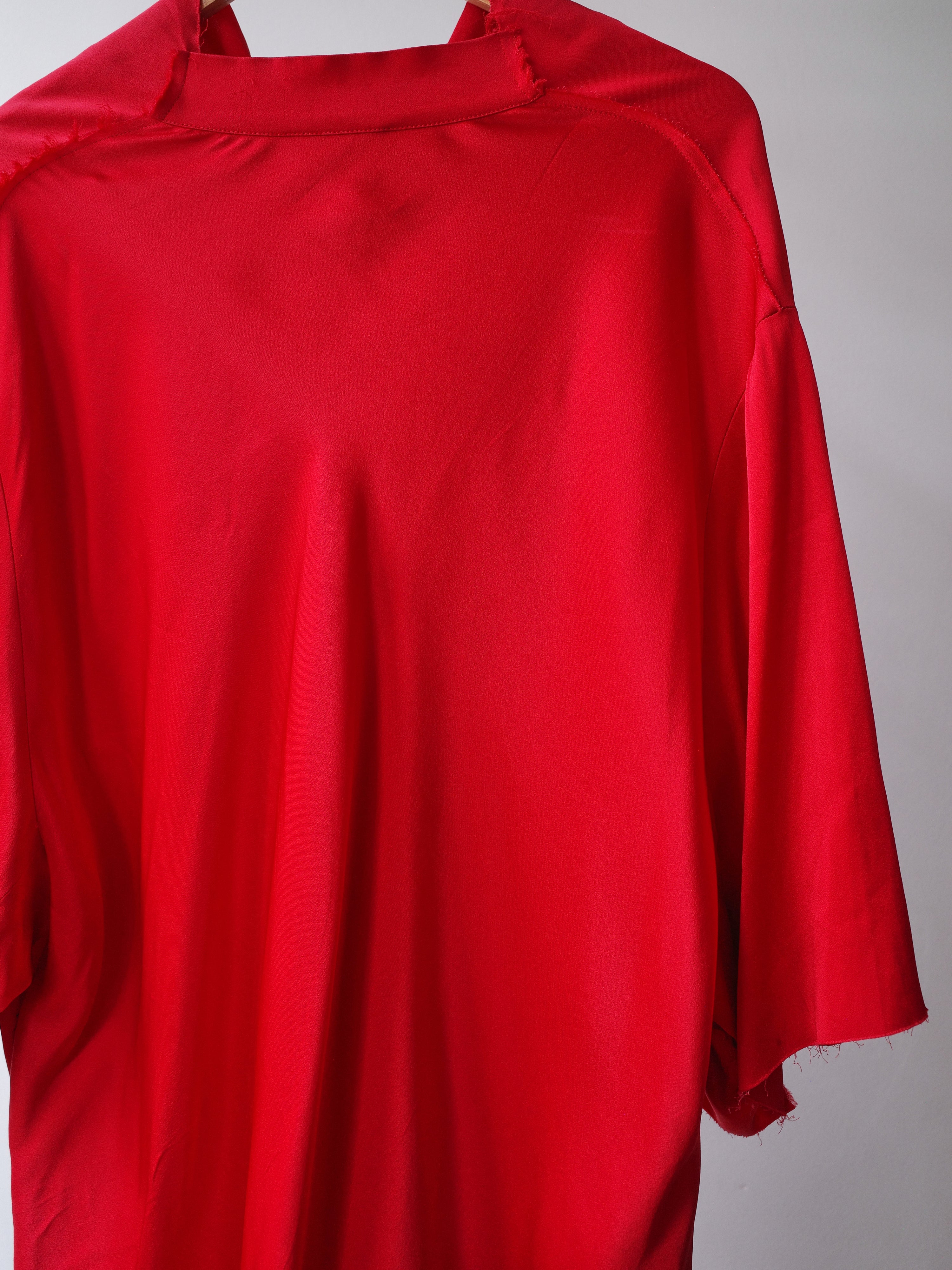 Raf Simons Red Draped Satin Dress