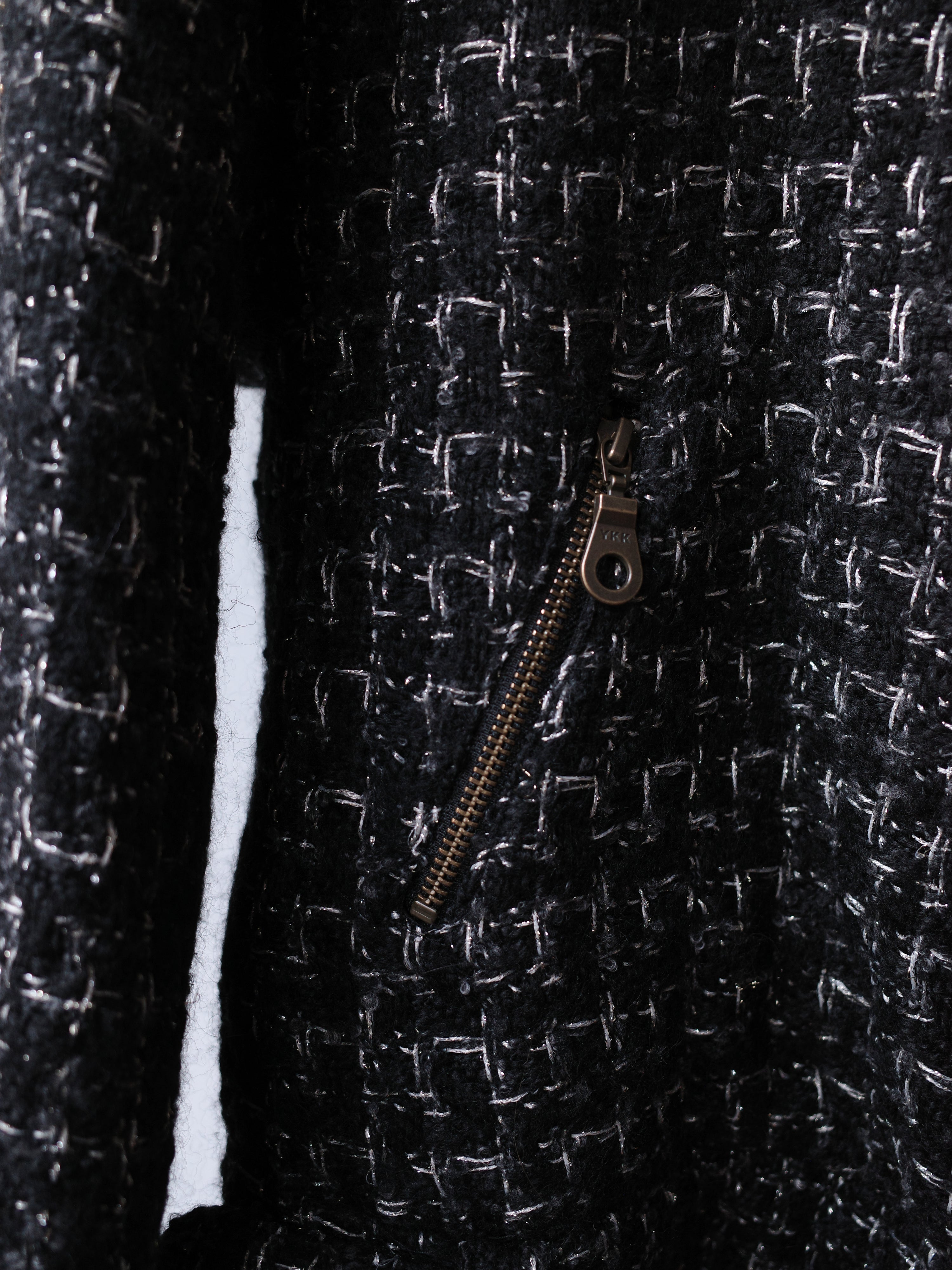Le Fame Tweed Rhinestone Belted Jacket
