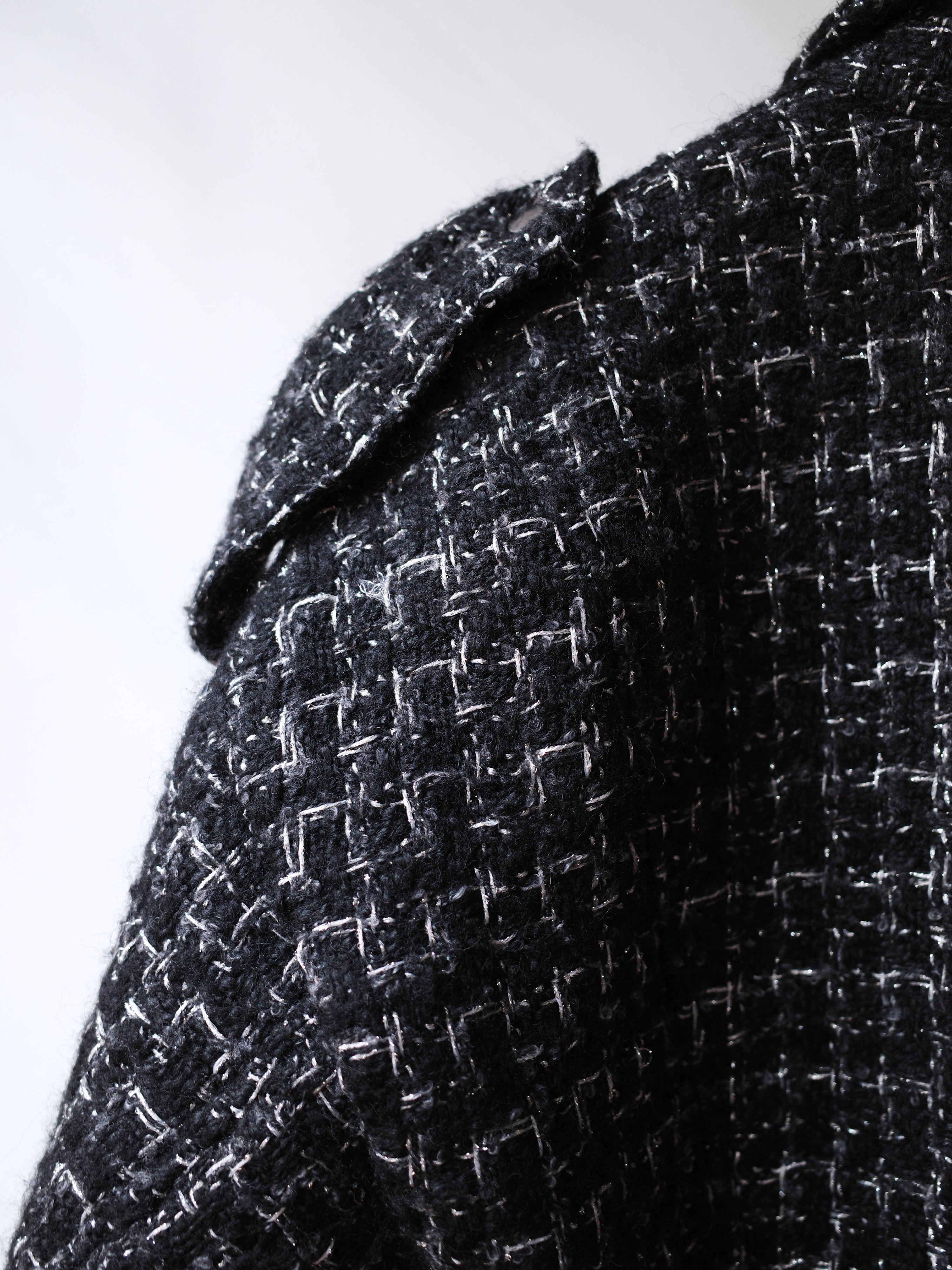 Le Fame Tweed Rhinestone Belted Jacket