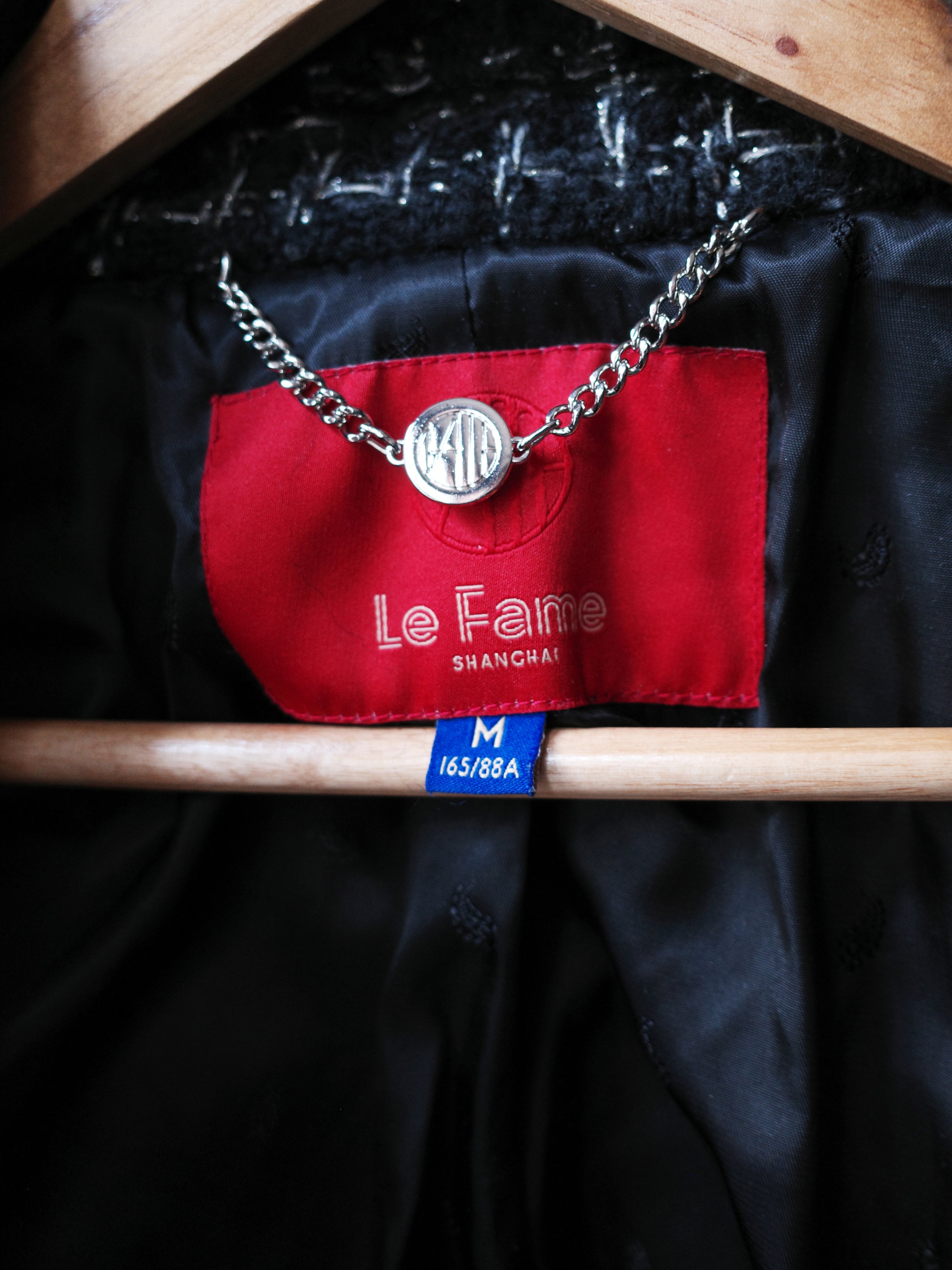 Le Fame Tweed Rhinestone Belted Jacket