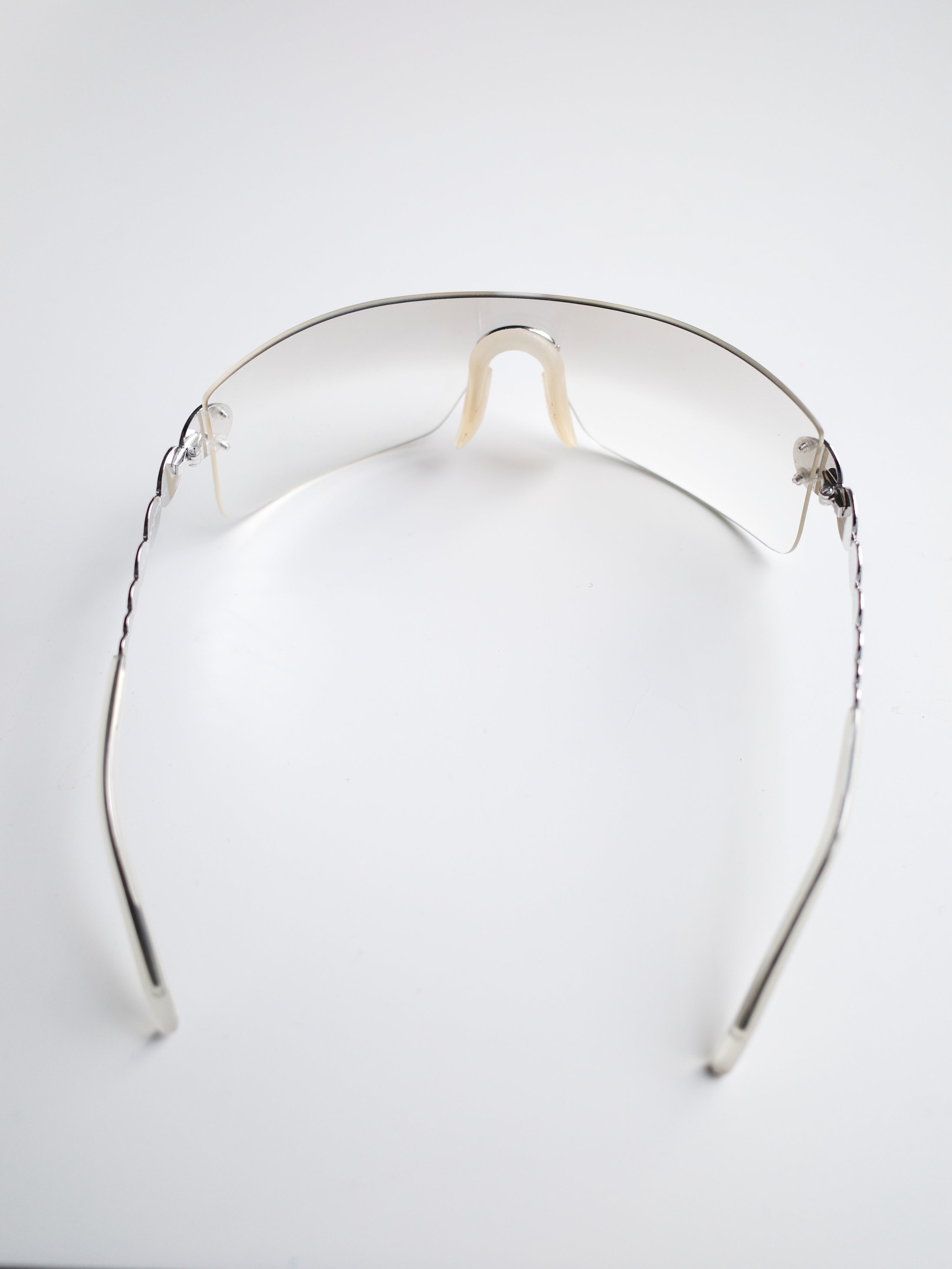 Dior Reflective Silver Y2K Visor Sunglasses