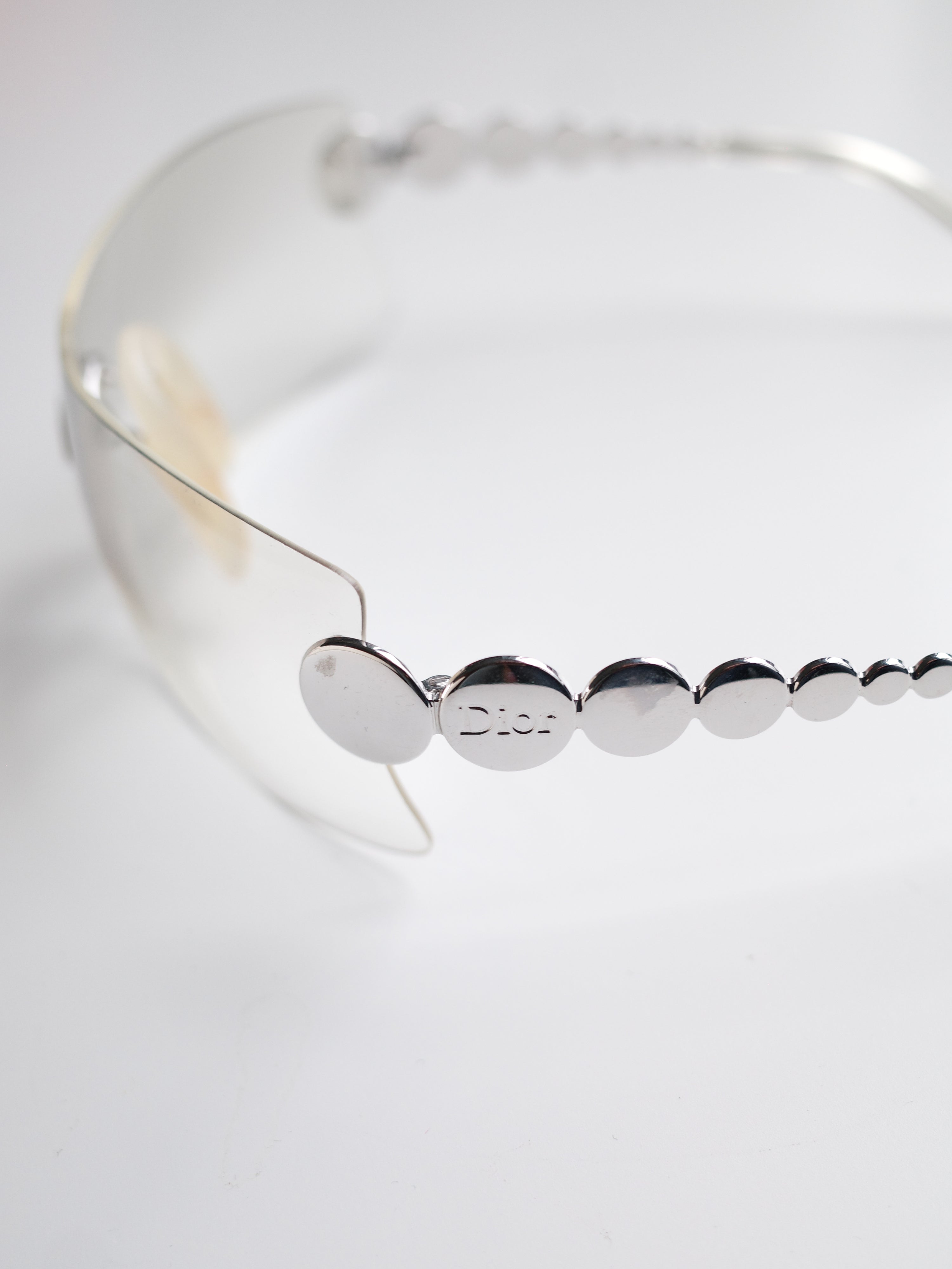 Dior Reflective Silver Y2K Visor Sunglasses