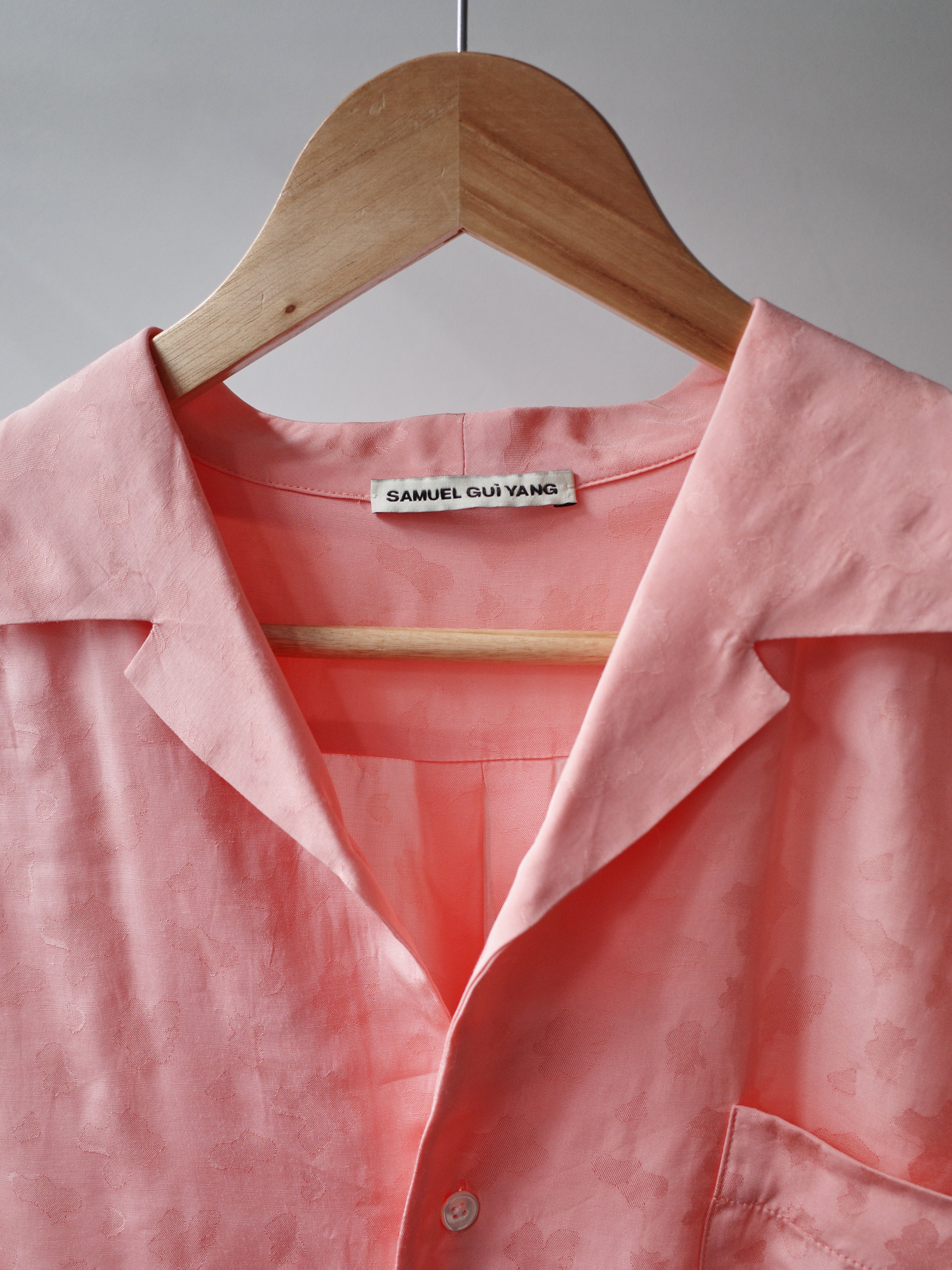 SAMUEL GUI YANG Pink Floral Jacquard Silk Shirt
