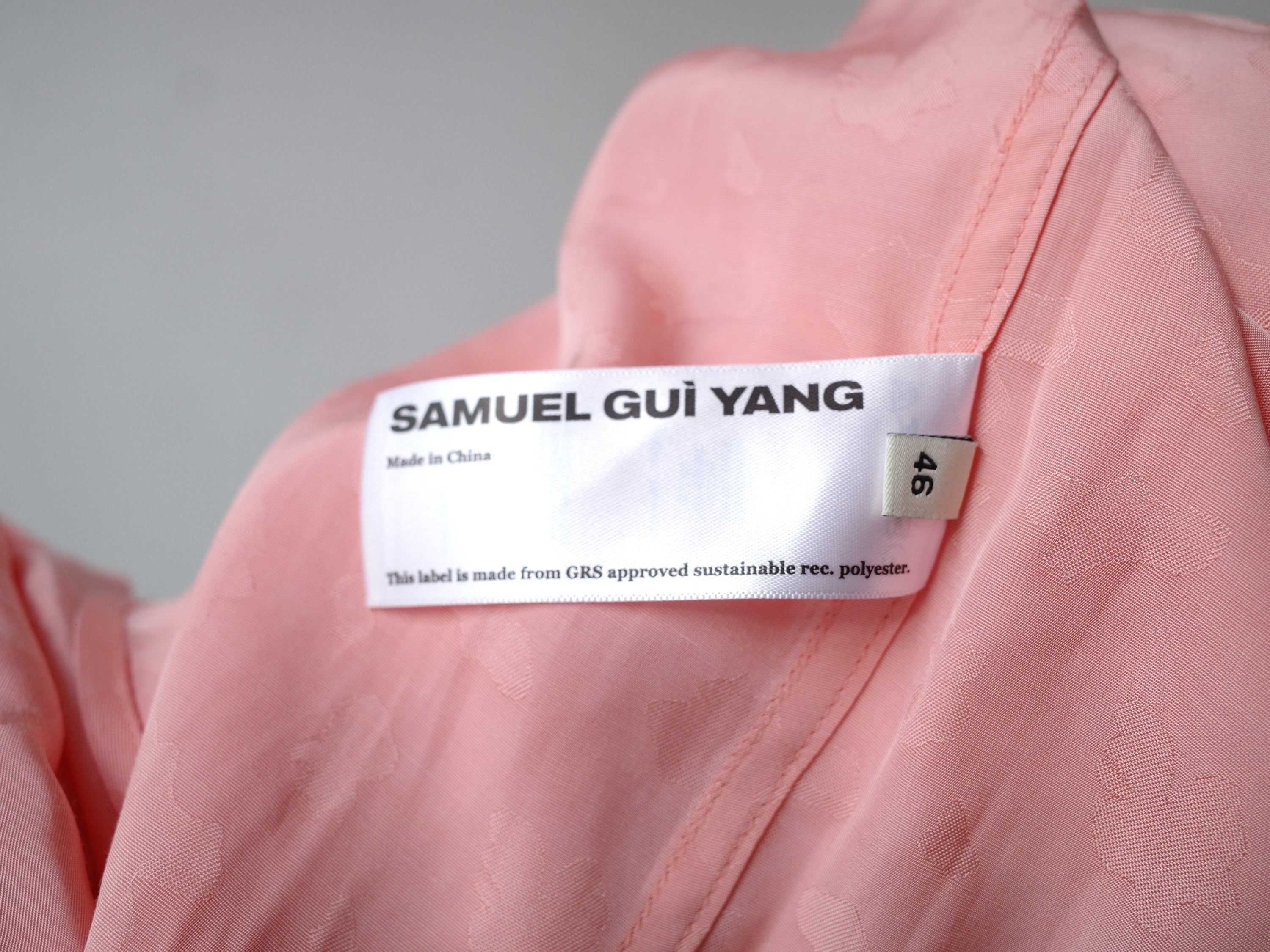SAMUEL GUI YANG Pink Floral Jacquard Silk Shirt