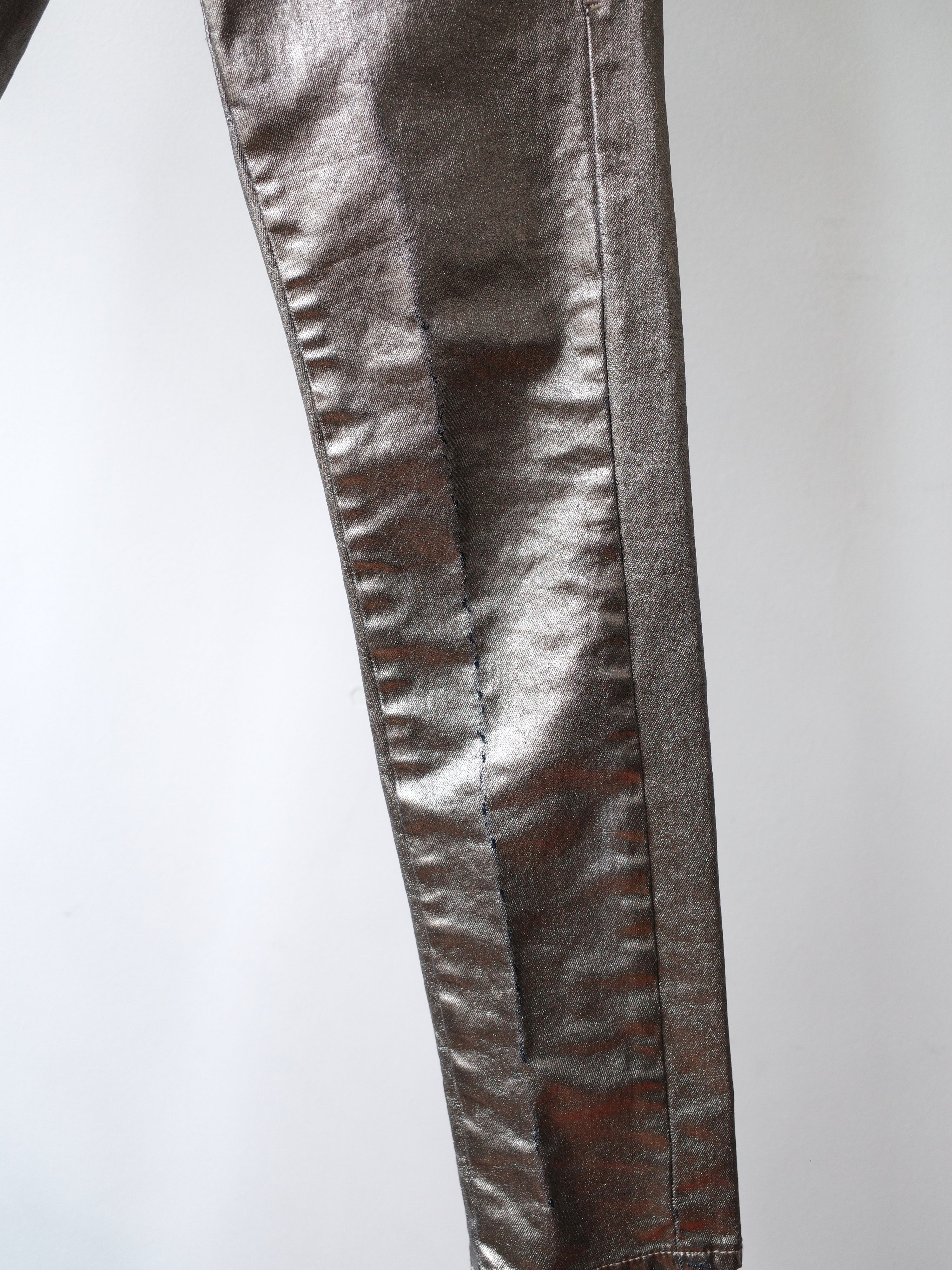 MISS SIXTY Metallic Silver Y2K Skinny Jeans