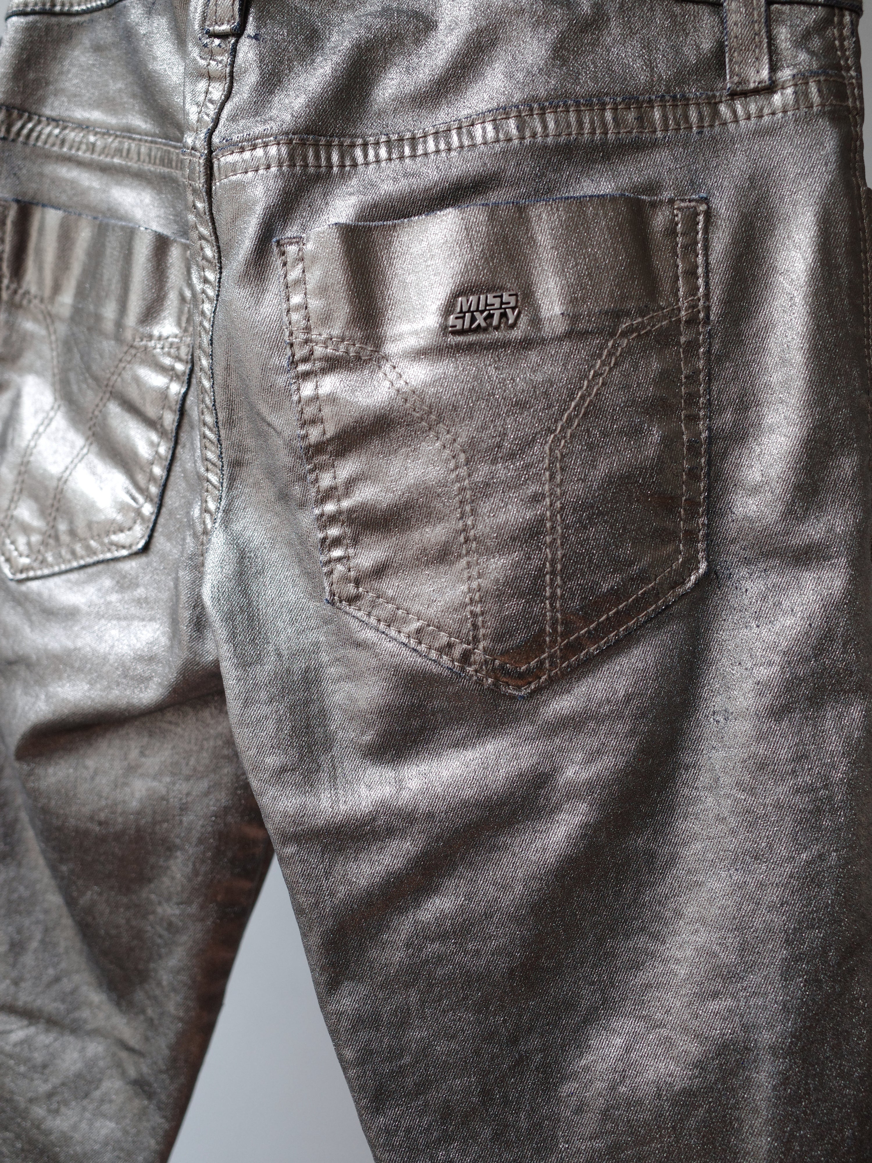MISS SIXTY Metallic Silver Y2K Skinny Jeans