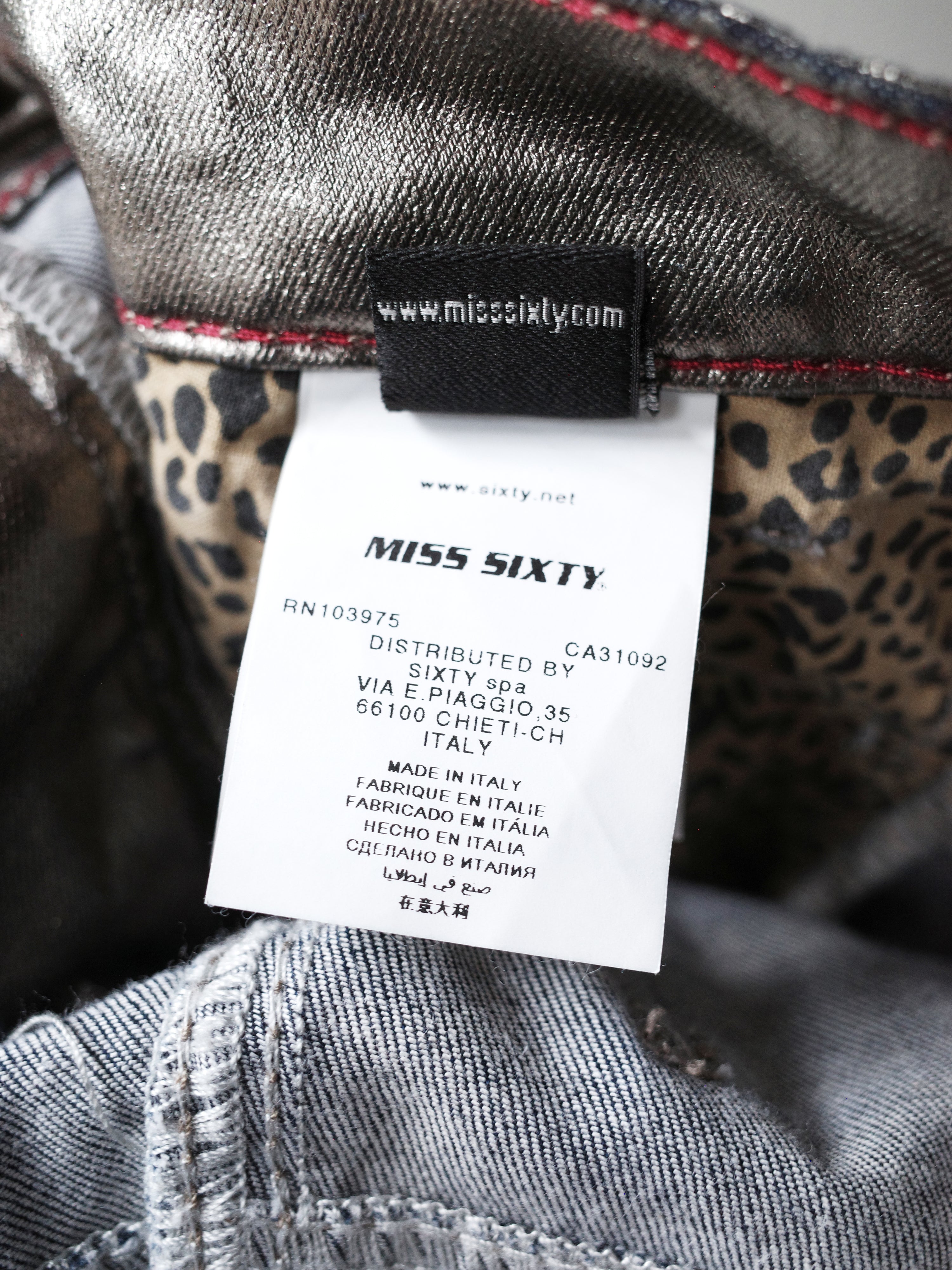 MISS SIXTY Metallic Silver Y2K Skinny Jeans