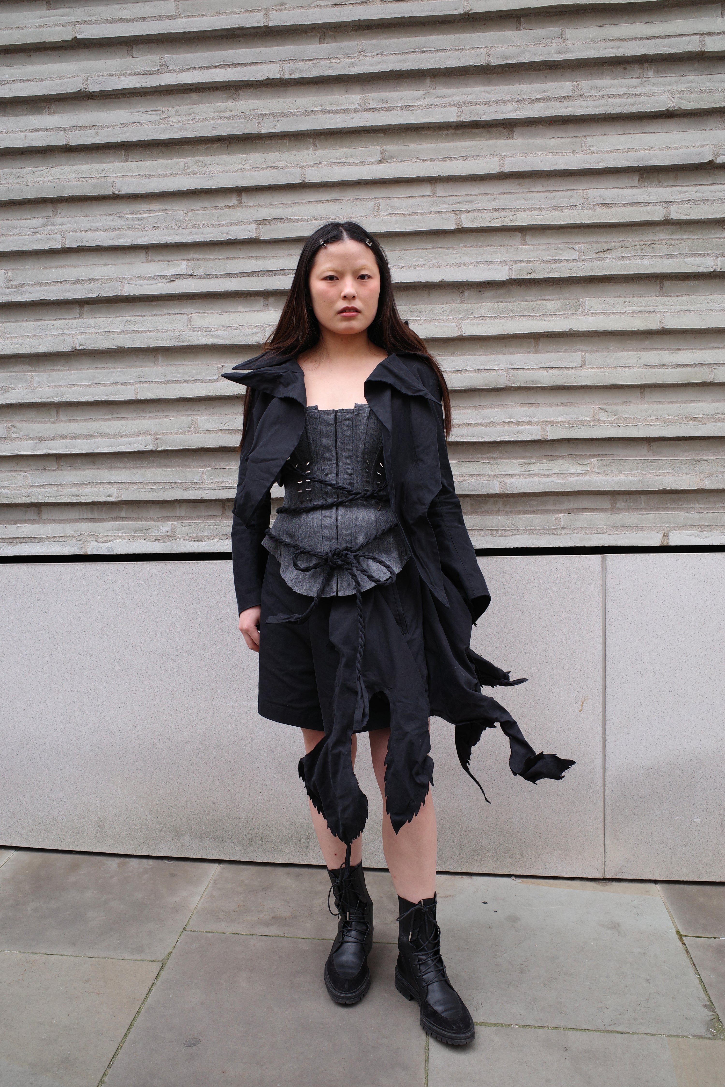 Yohji Yamamoto Origami-Collar Vest with Twisted Cord Belt