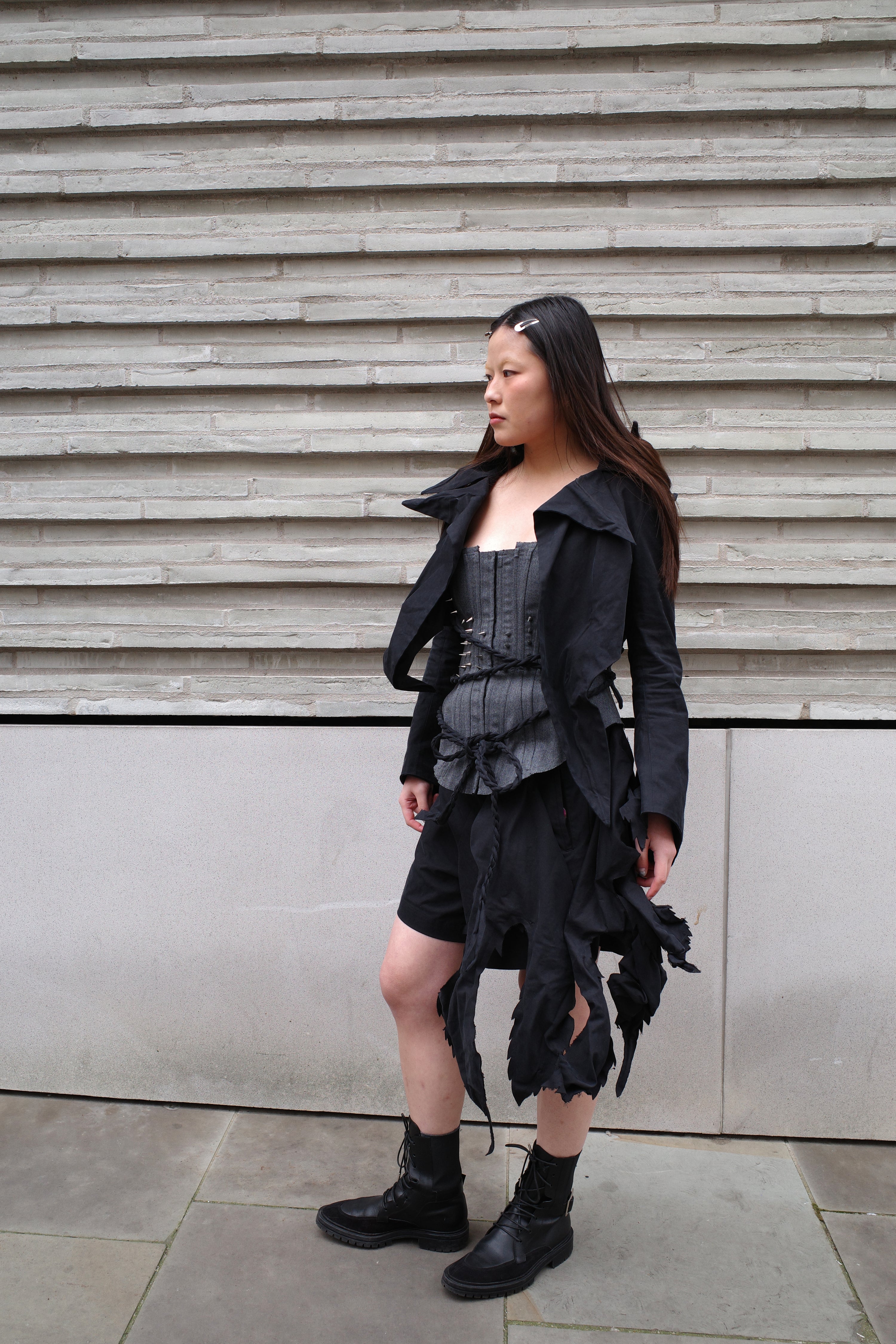 Yohji Yamamoto Origami-Collar Vest with Twisted Cord Belt
