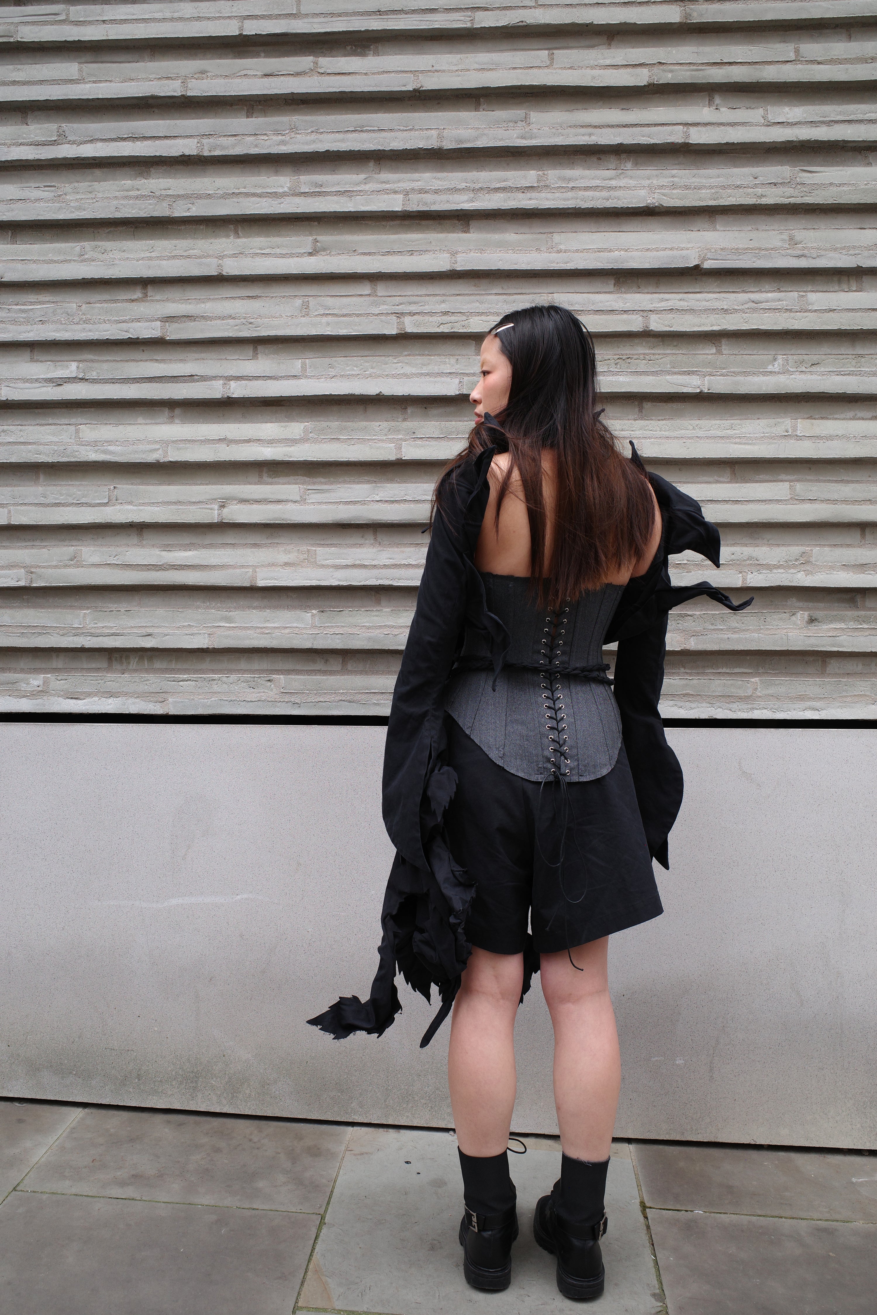 Yohji Yamamoto Origami-Collar Vest with Twisted Cord Belt