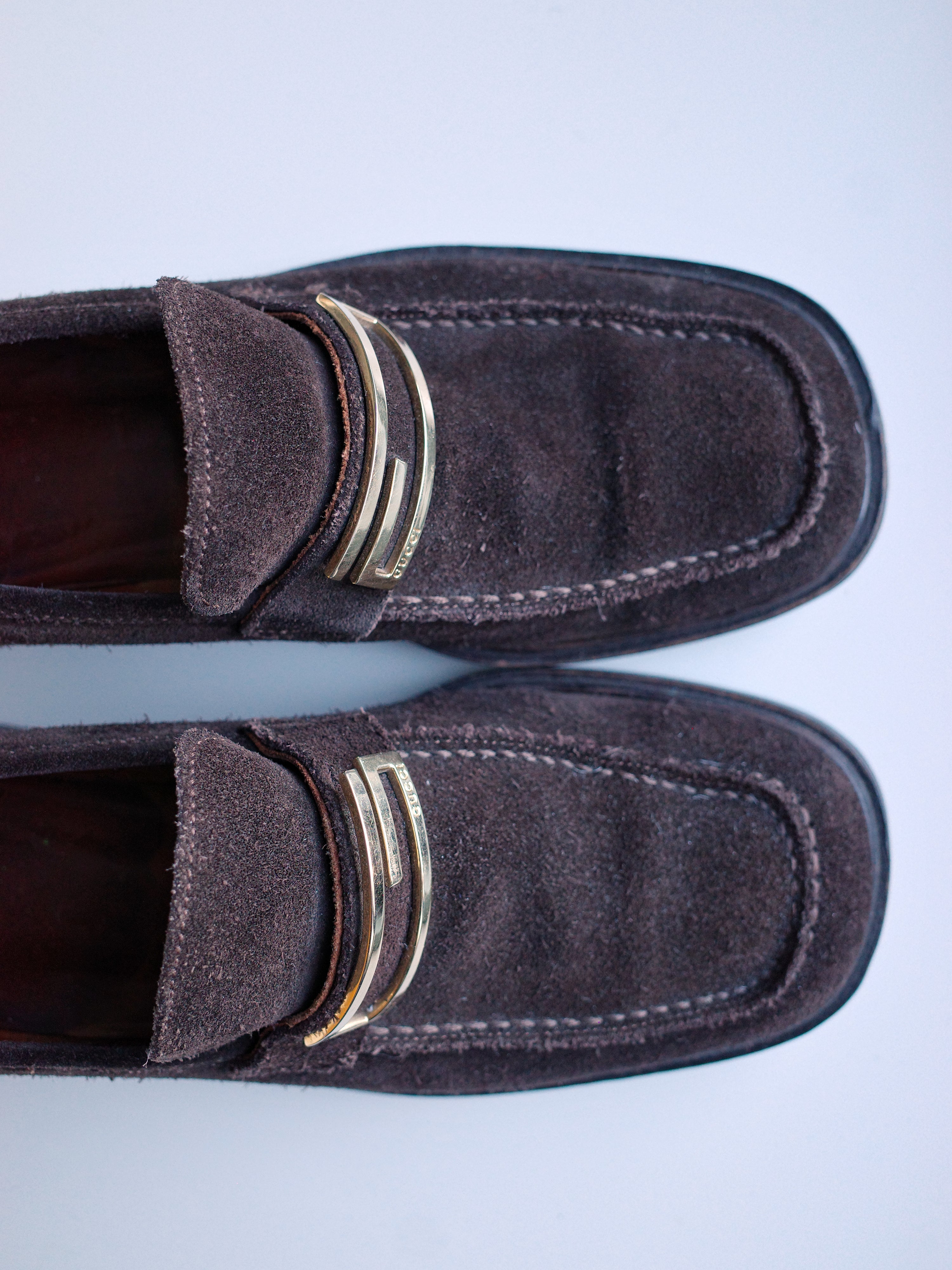 Gucci by Tom Ford Era Suede Gold G Loafers