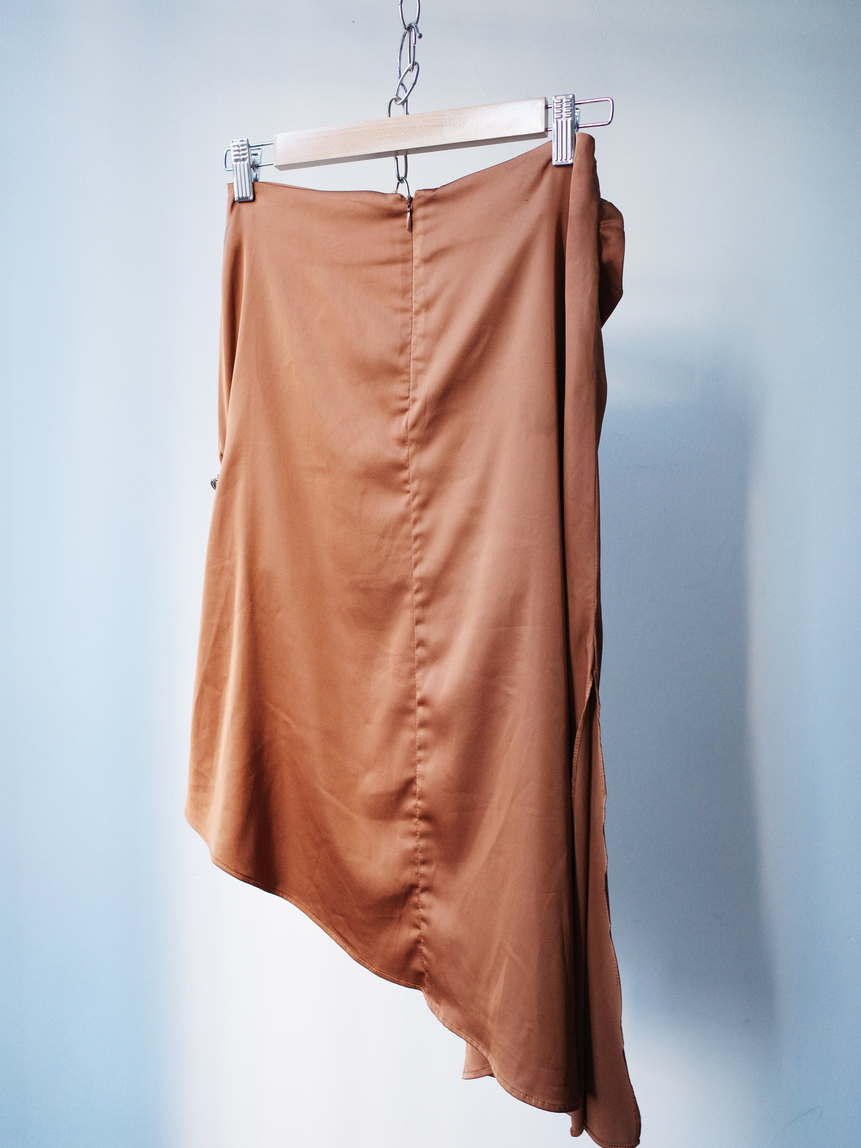 Versace Silk Draped Medusa Pin Skirt