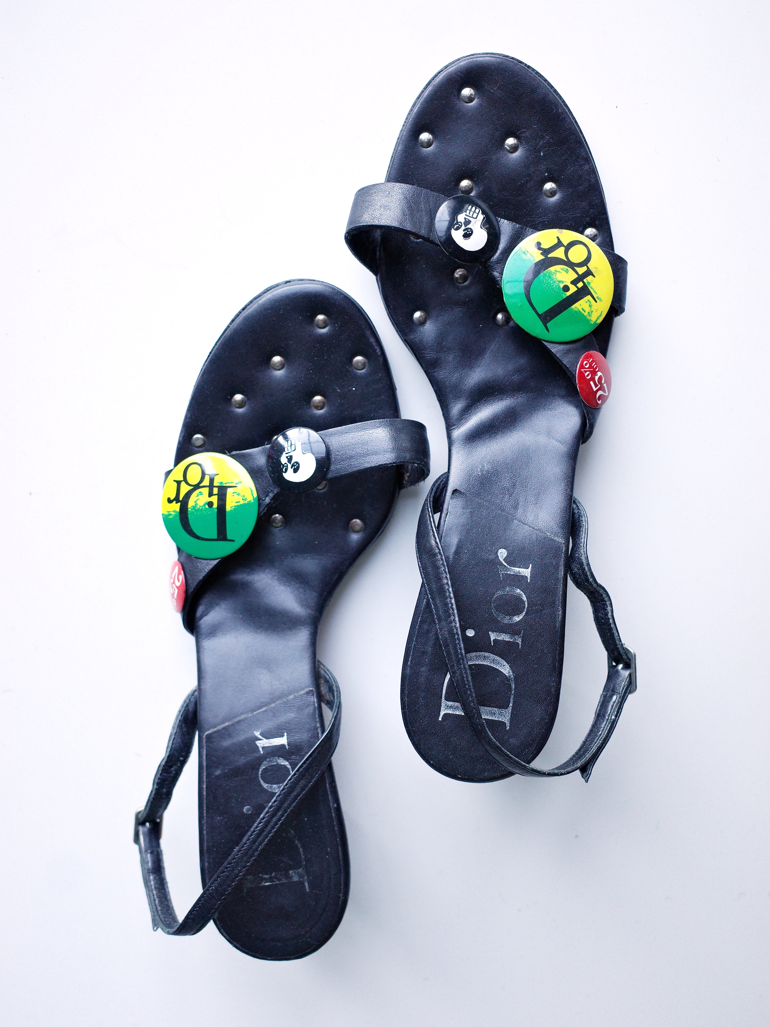 Christian Dior by John Galliano Punk Badge Studded Sandals