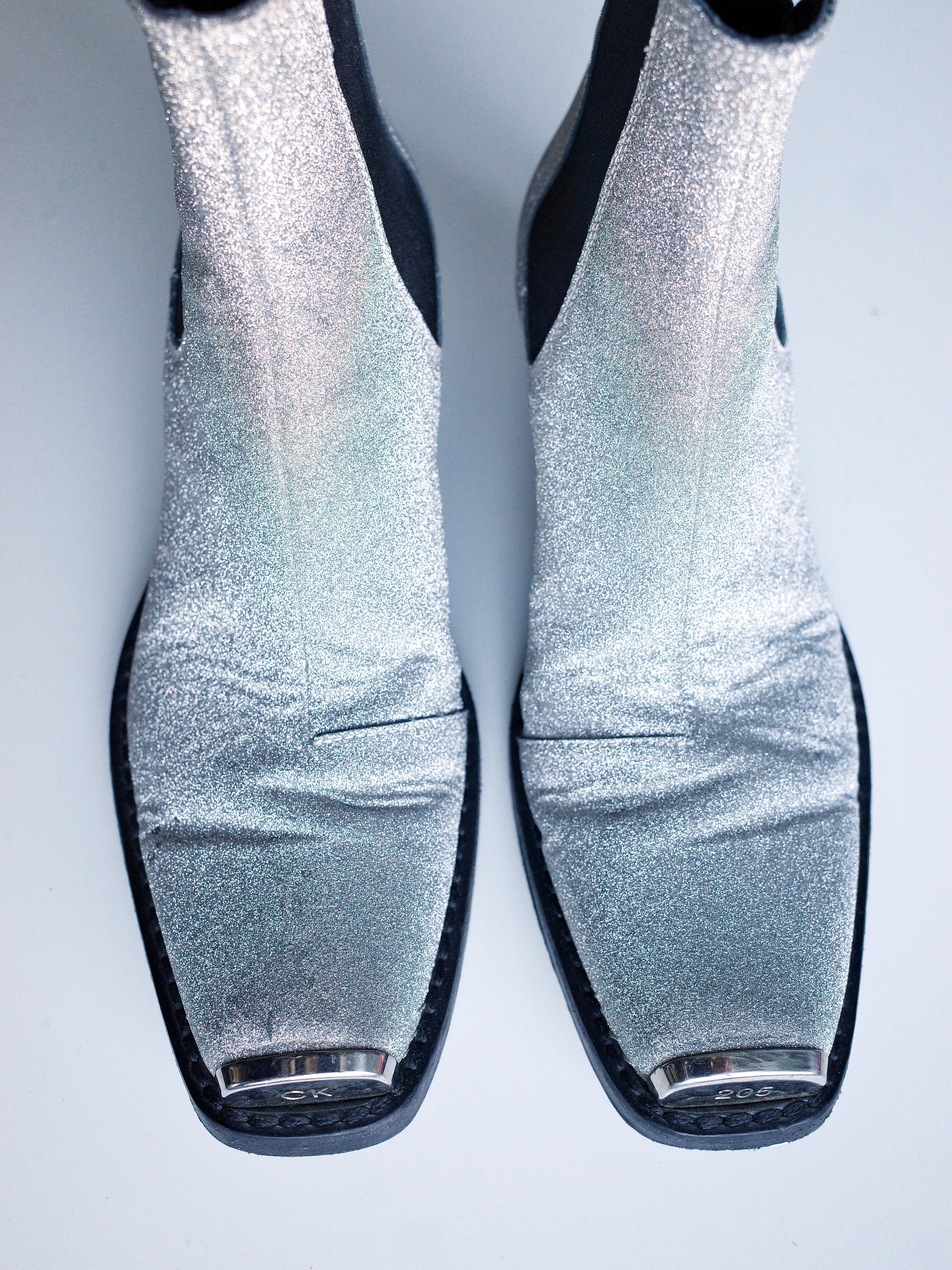 Calvin Klein 205W39NYC Silver Glitter Western Boots
