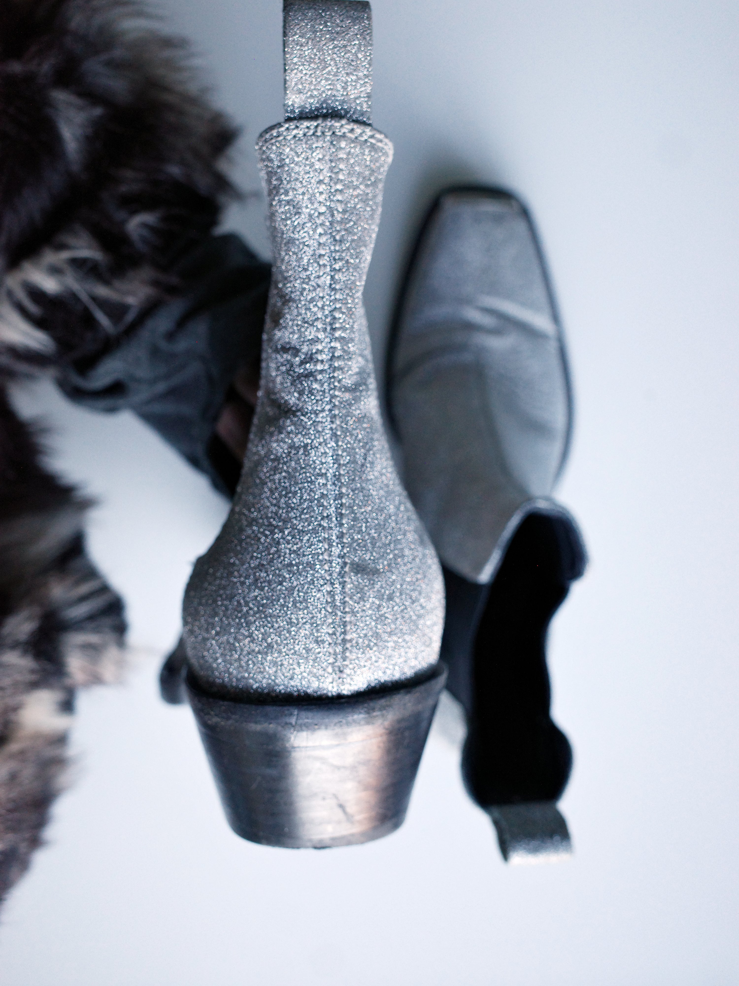 Calvin Klein 205W39NYC Silver Glitter Western Boots